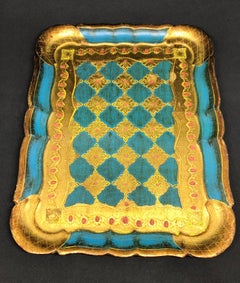 Petite Italian Florentine Gold Giltwood Serving Tray Toleware Tole, 1960s