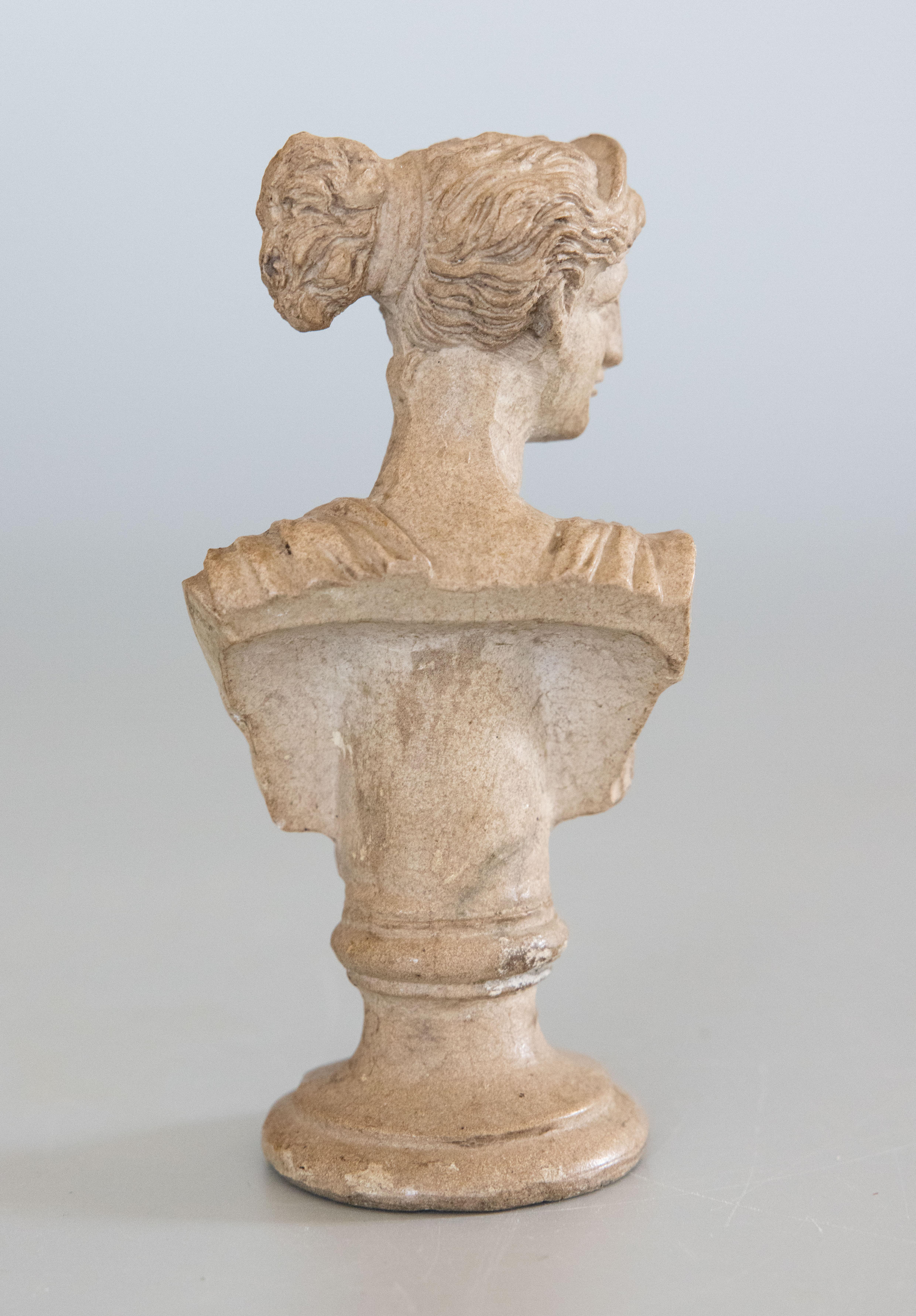 19th Century Petite Italian Grand Tour Souvenir Stone Bust of Diana of Versailles, c. 1880