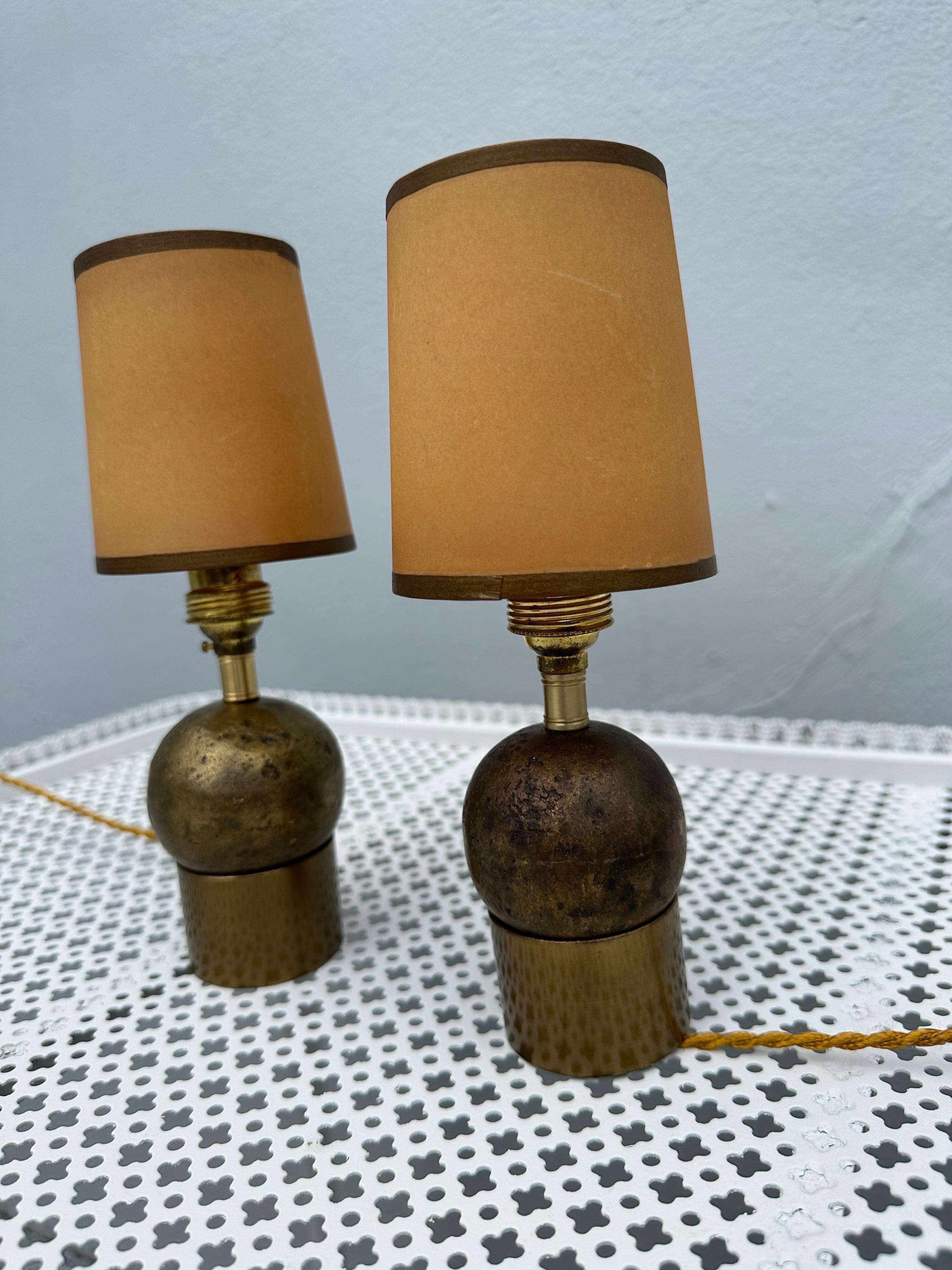 Petite Italian Mantel Bronze Lamps, Pair For Sale 1
