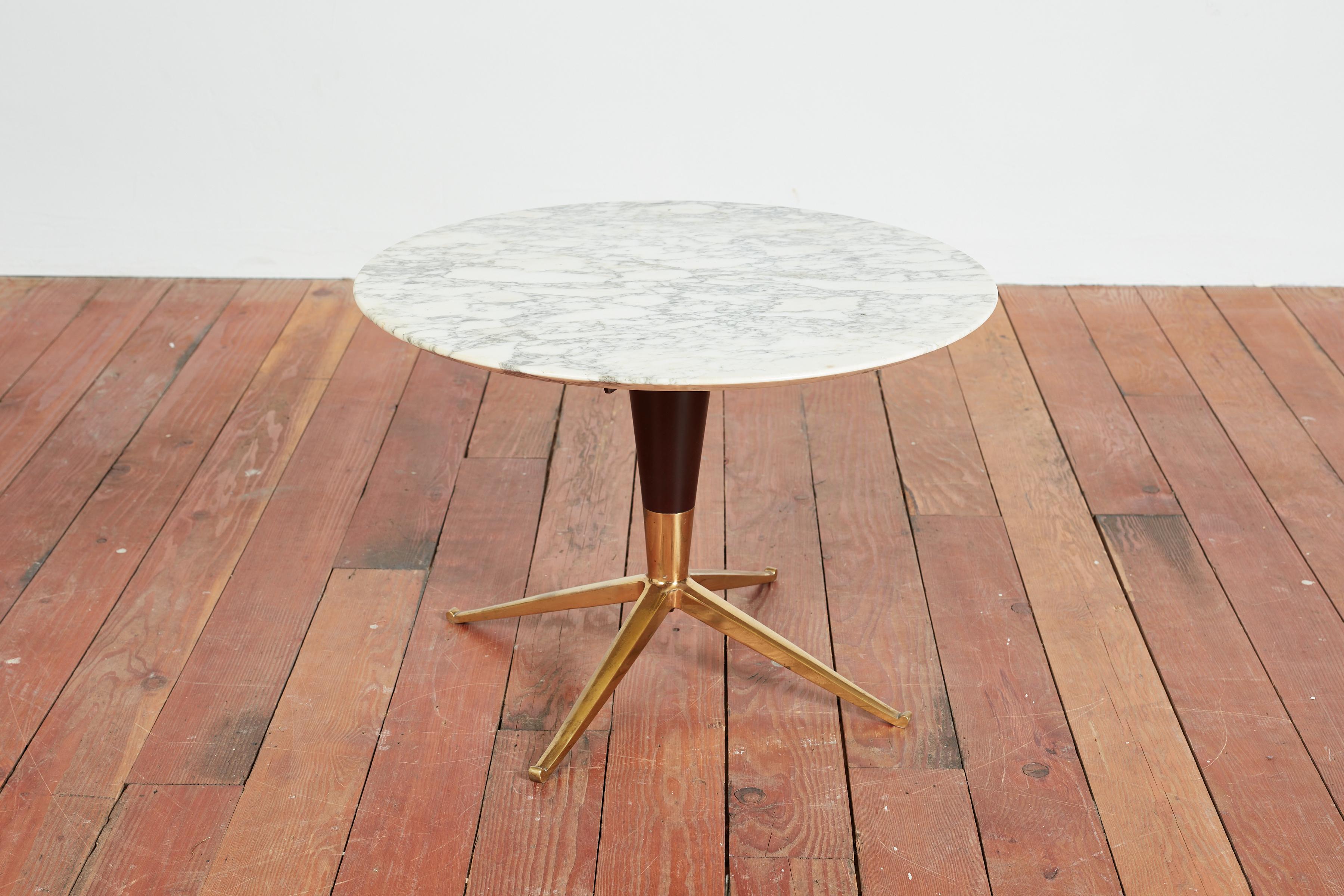 Brass Petite Italian Marble Side Table For Sale