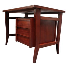 Petite Italian Modern Stained Mahogany Writing Desk by Gio Ponti for Schirolli