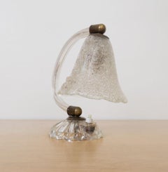 Petite Italian Murano Clear Frosted Glass Lamp