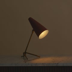 Petite Italian Red Enamel Table Lamp by Stilux, 1950s