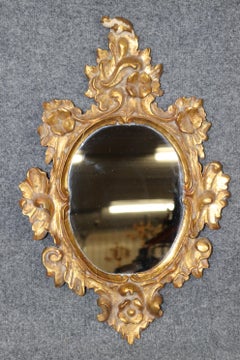 Petite Italian Rococo Style Carved Gold Gilt Wall Hanging Mirror
