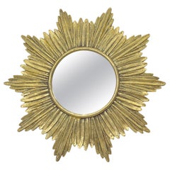 Petite Italian Starburst Sunburst Gilded Resin Mirror, circa 1980s