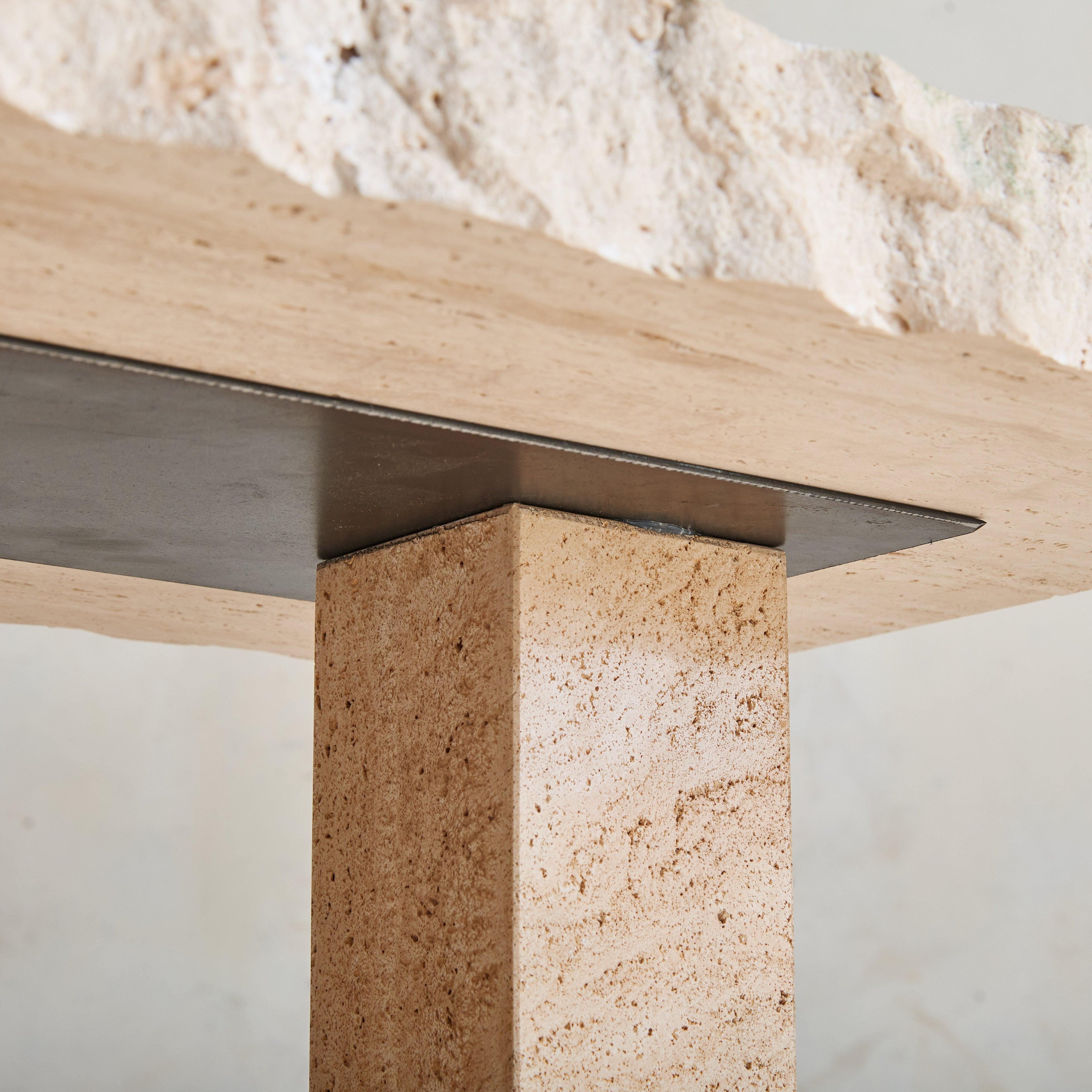 Petite Italian Travertine Console Table, 1970s - 2 Available For Sale 2