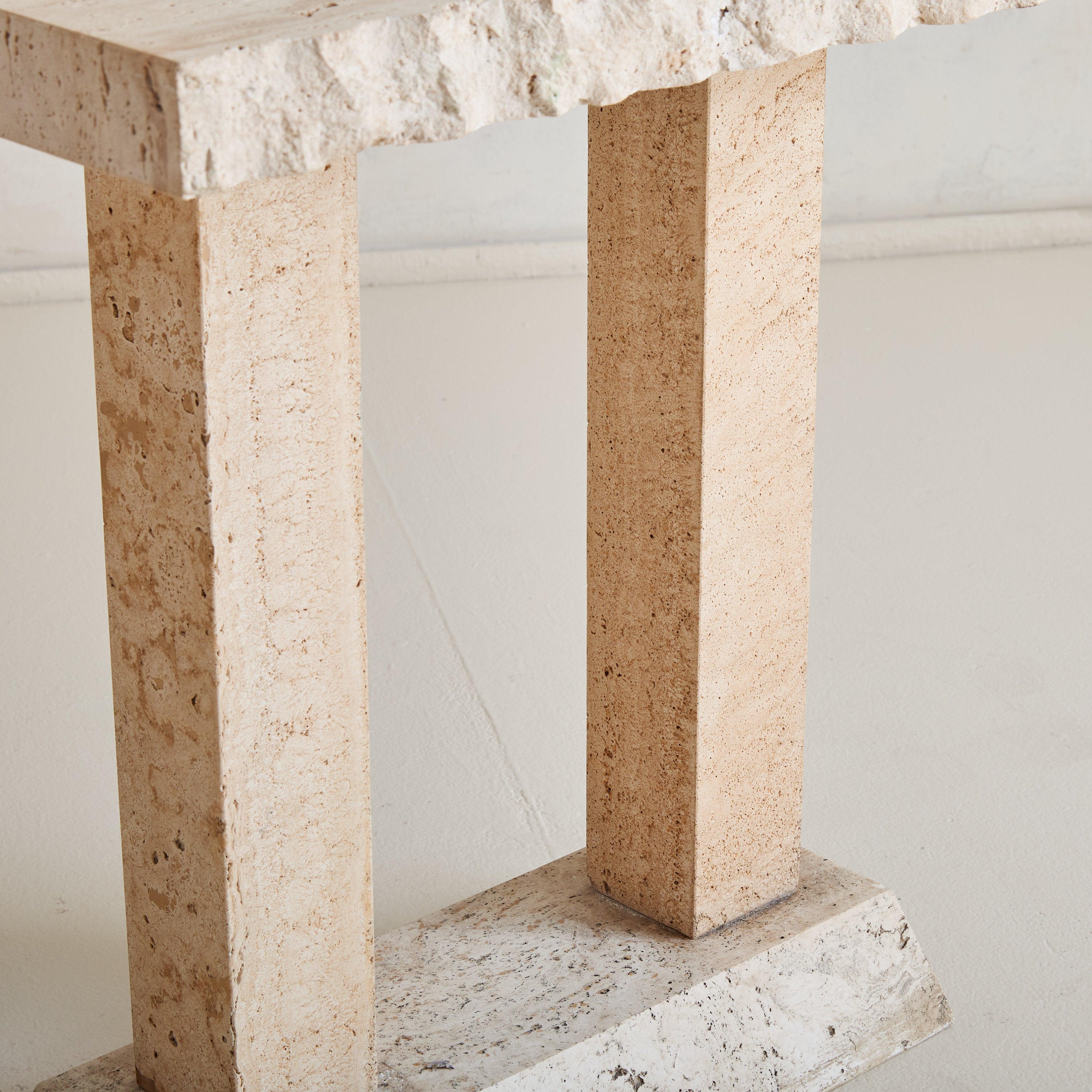 Petite Italian Travertine Console Table, 1970s - 2 Available For Sale 3