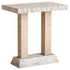 Petite Italian Travertine Console Table, 1970s - 2 Available