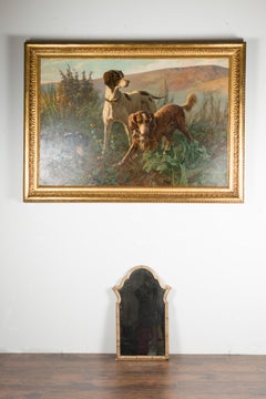 Petite Italian Walnut Mirror circa 1940 with Arched Top and Natural Patina