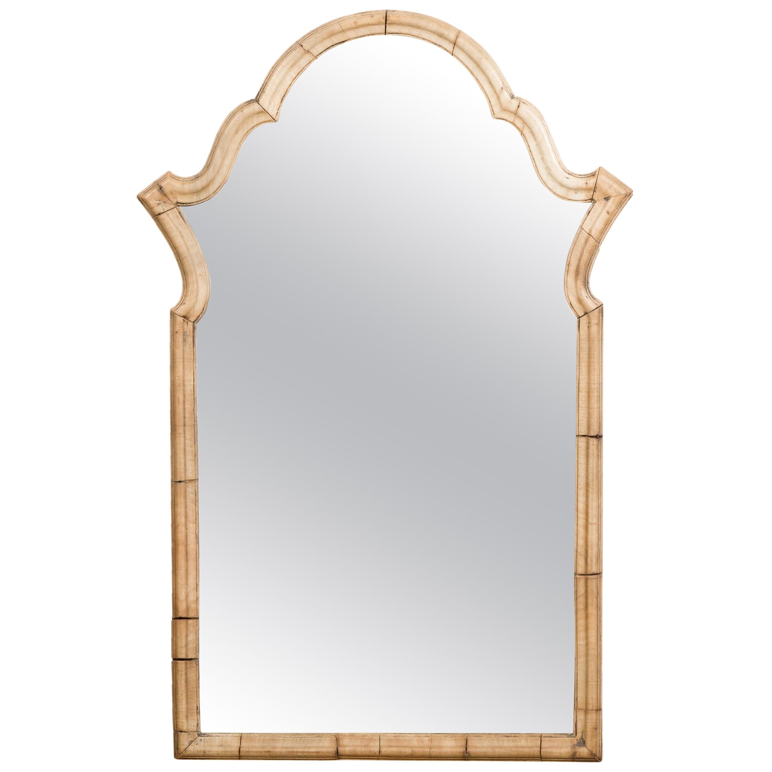 Petite Italian Walnut Mirror circa 1940 with Arched Top and Natural Patina