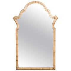 Petite Italian Walnut Mirror circa 1940 with Arched Top and Natural Patina