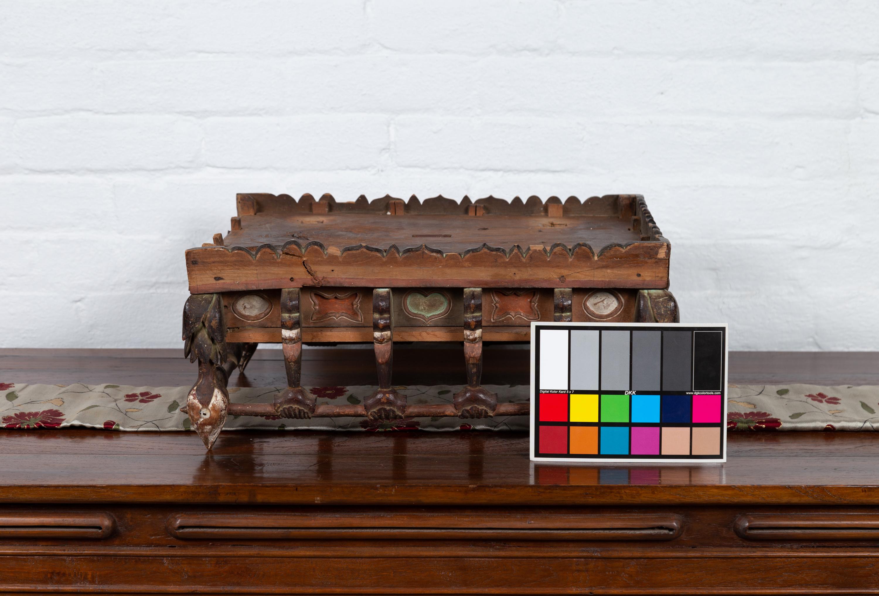 Petite Japanese Edo Period Folk Art Altar Table with Carved and Painted Motifs For Sale 11