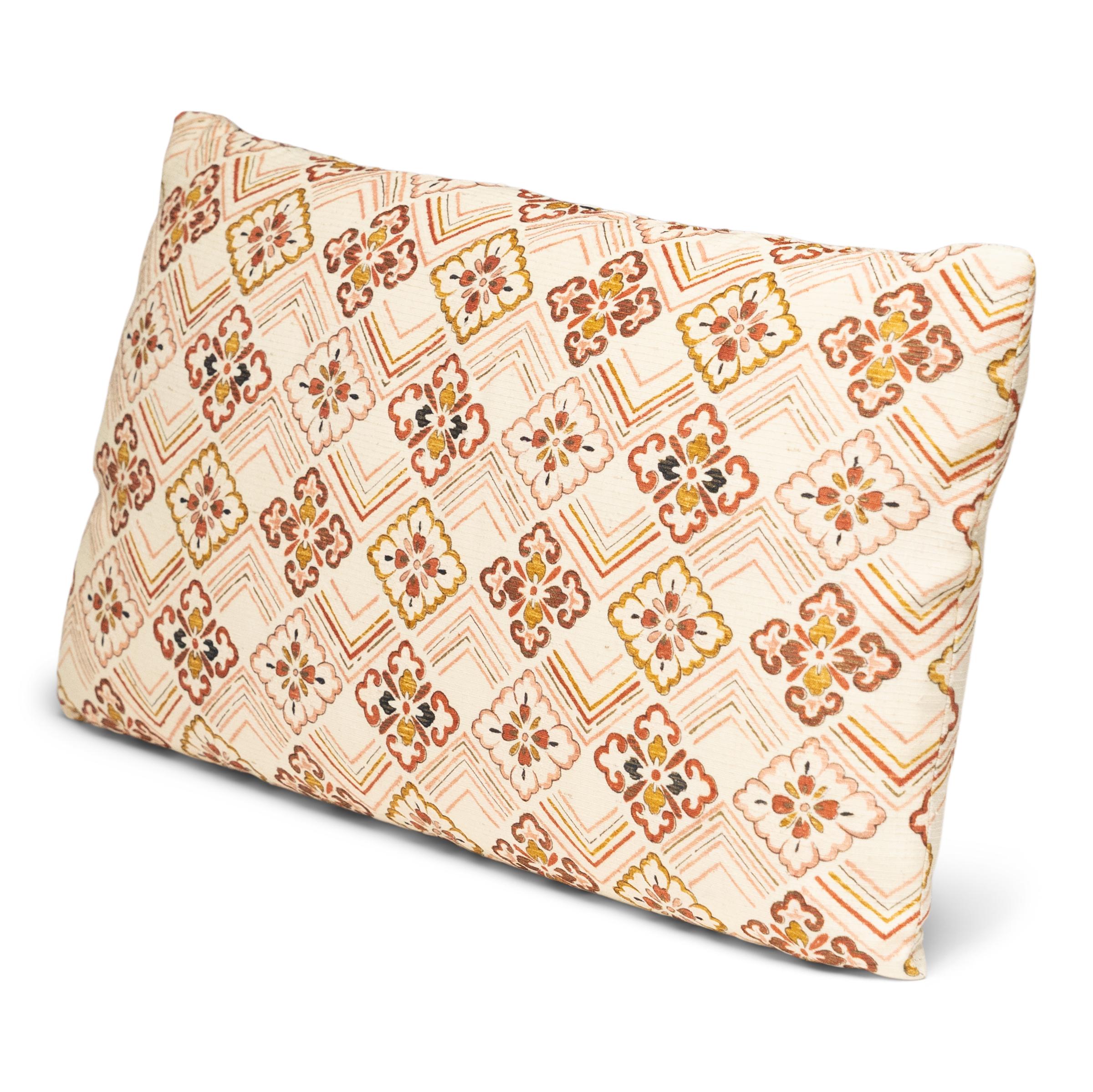 Meiji Petite Japanese Flower Diamond Pillow For Sale
