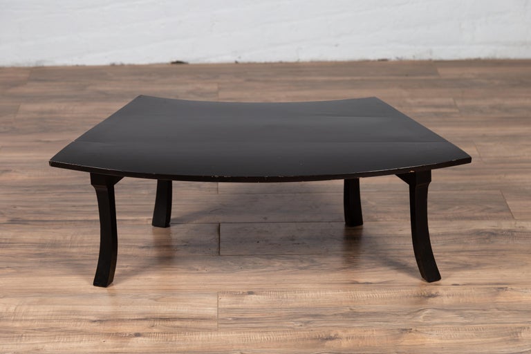 Petite Japanese Taishō Period Black Lacquered Tea Table with Folding