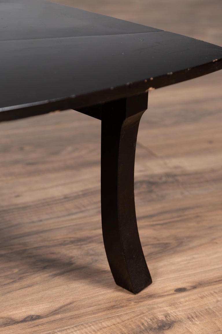 Petite Japanese Taishō Period Black Lacquered Tea Table with Folding