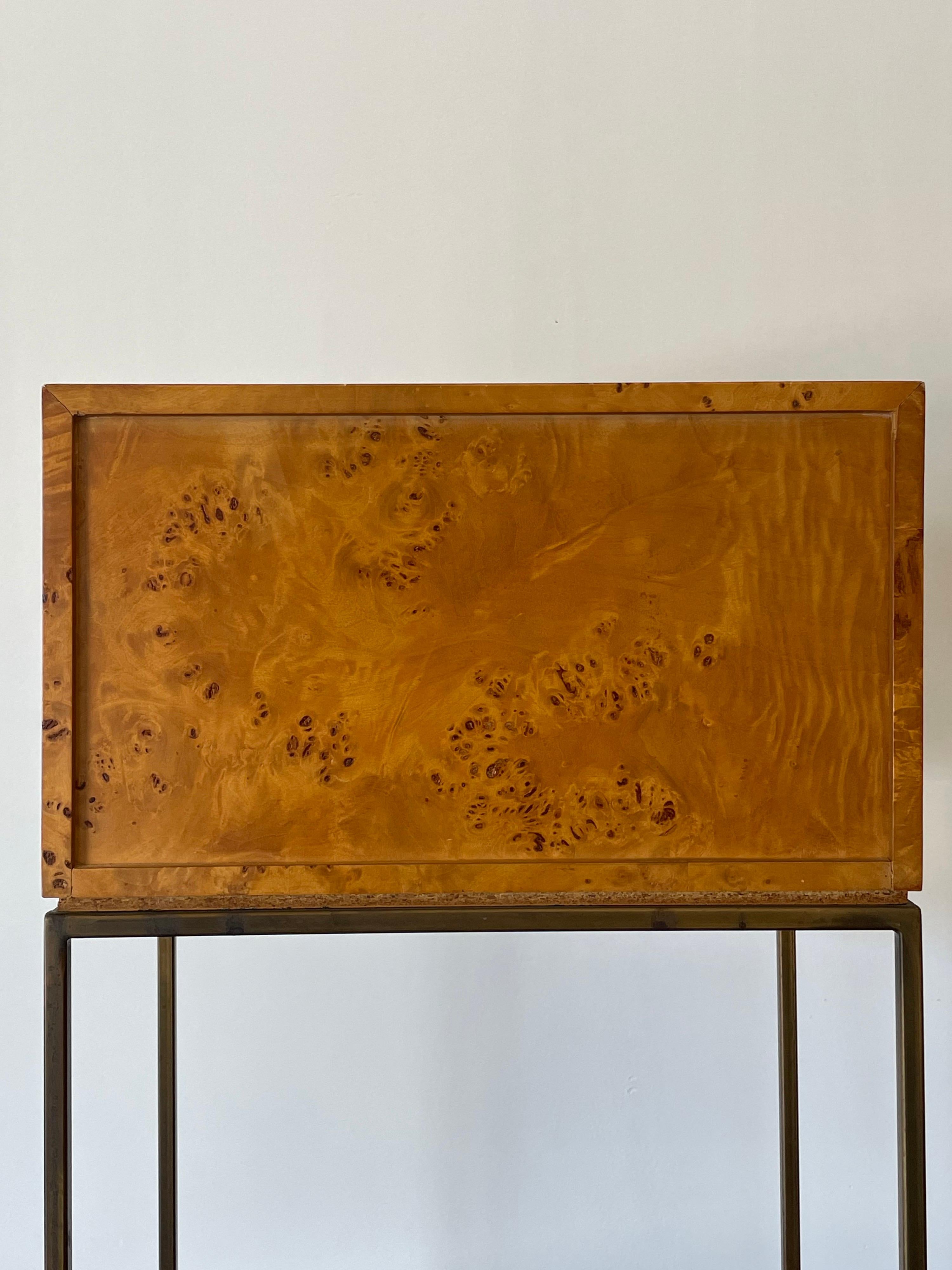 Petite Jewelry Chest in Bronze and Burl, Style of Milo Baughman For Sale 1