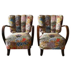 Petite Jindrich Halabala Armchairs in Pierre Frey Le Soleil Pour Temoin