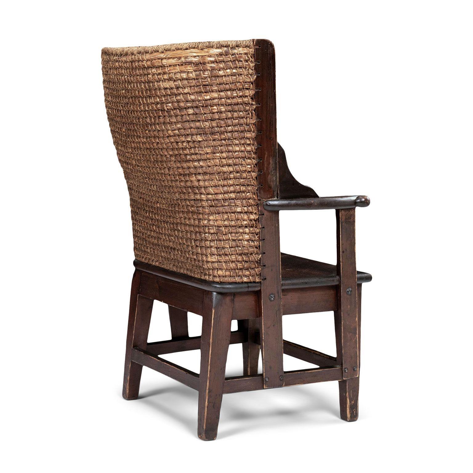 Hand-Carved Petite Jute and Pine Scottish Orkney Chair