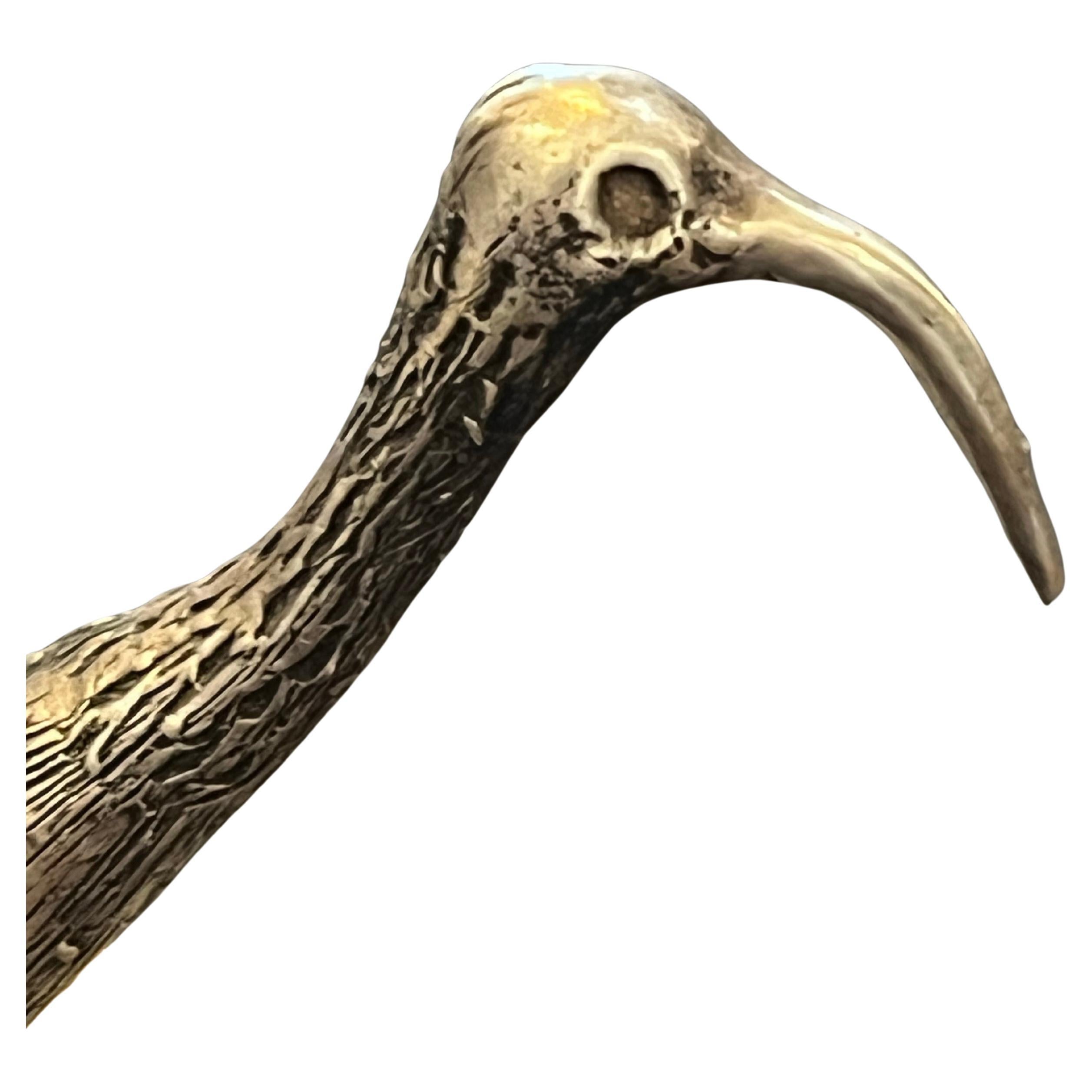 Mid-Century moderno Uccello Kiwi Petite in argento seduto su base di quarzo ametista MCM in vendita