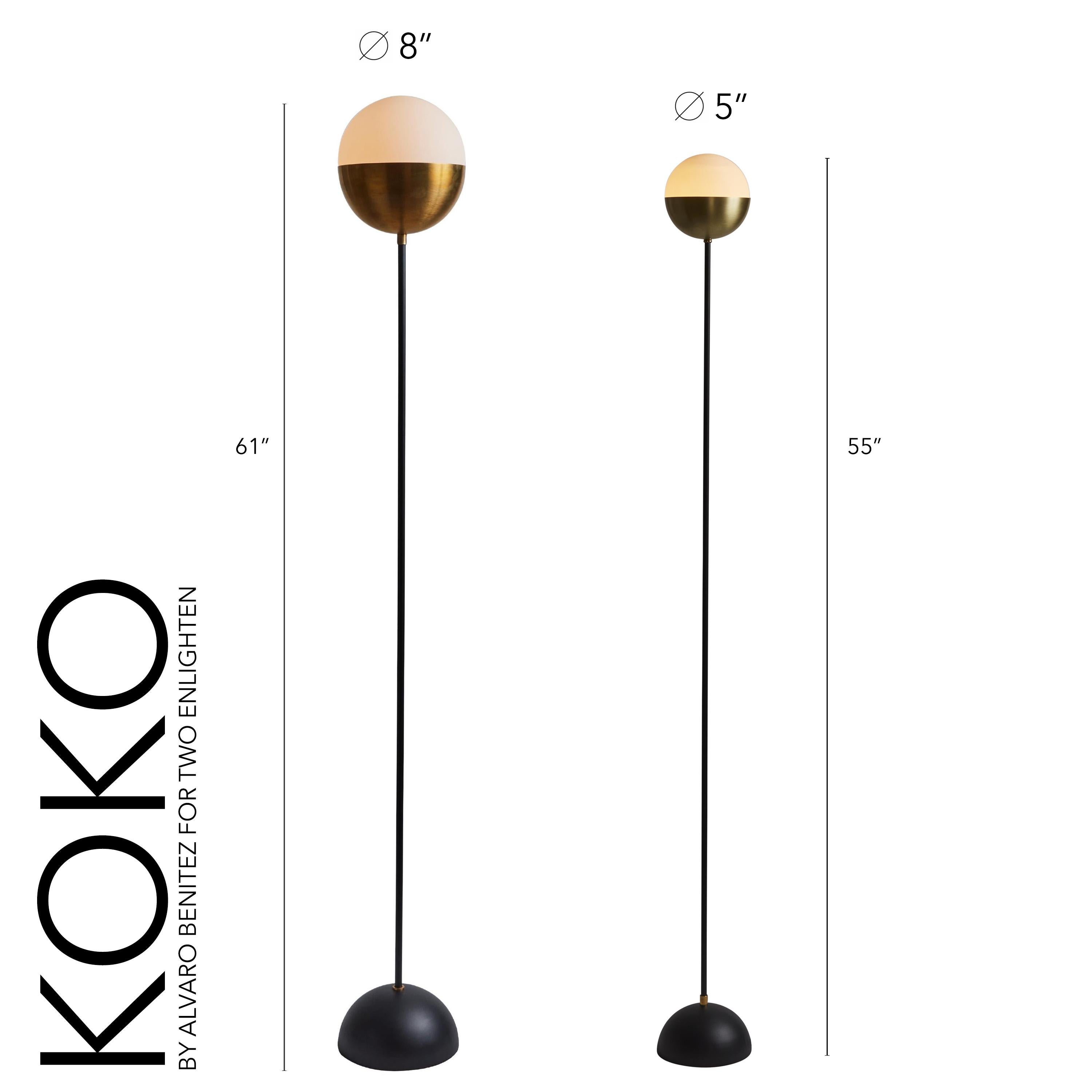 Petite 'KOKO' Floor Lamp in Opaline Glass & Brass by Alvaro Benitez For Sale 7