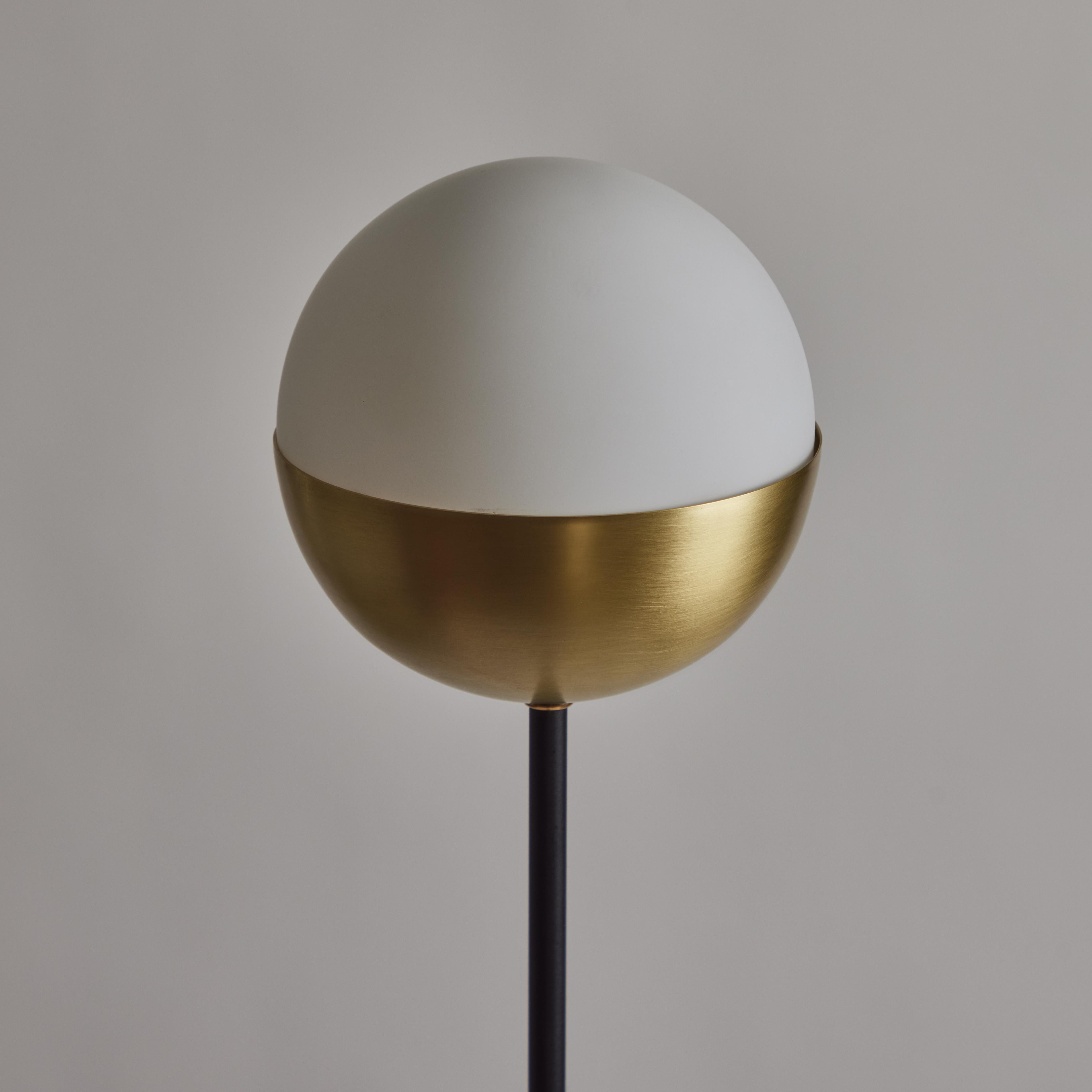 Painted Petite 'KOKO' Floor Lamp in Opaline Glass & Brass by Alvaro Benitez For Sale