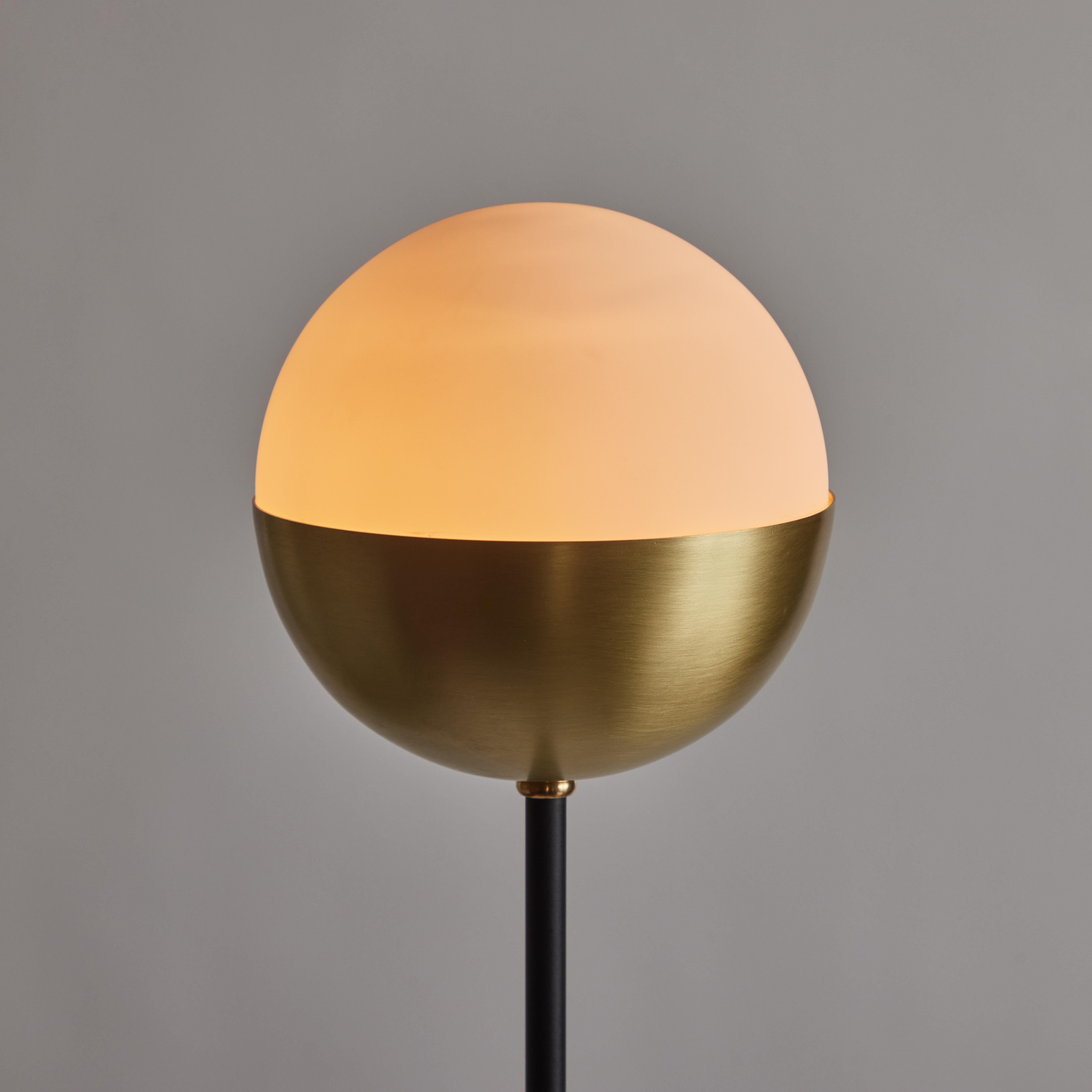 Petite 'KOKO' Floor Lamp in Opaline Glass & Brass by Alvaro Benitez In New Condition For Sale In Glendale, CA
