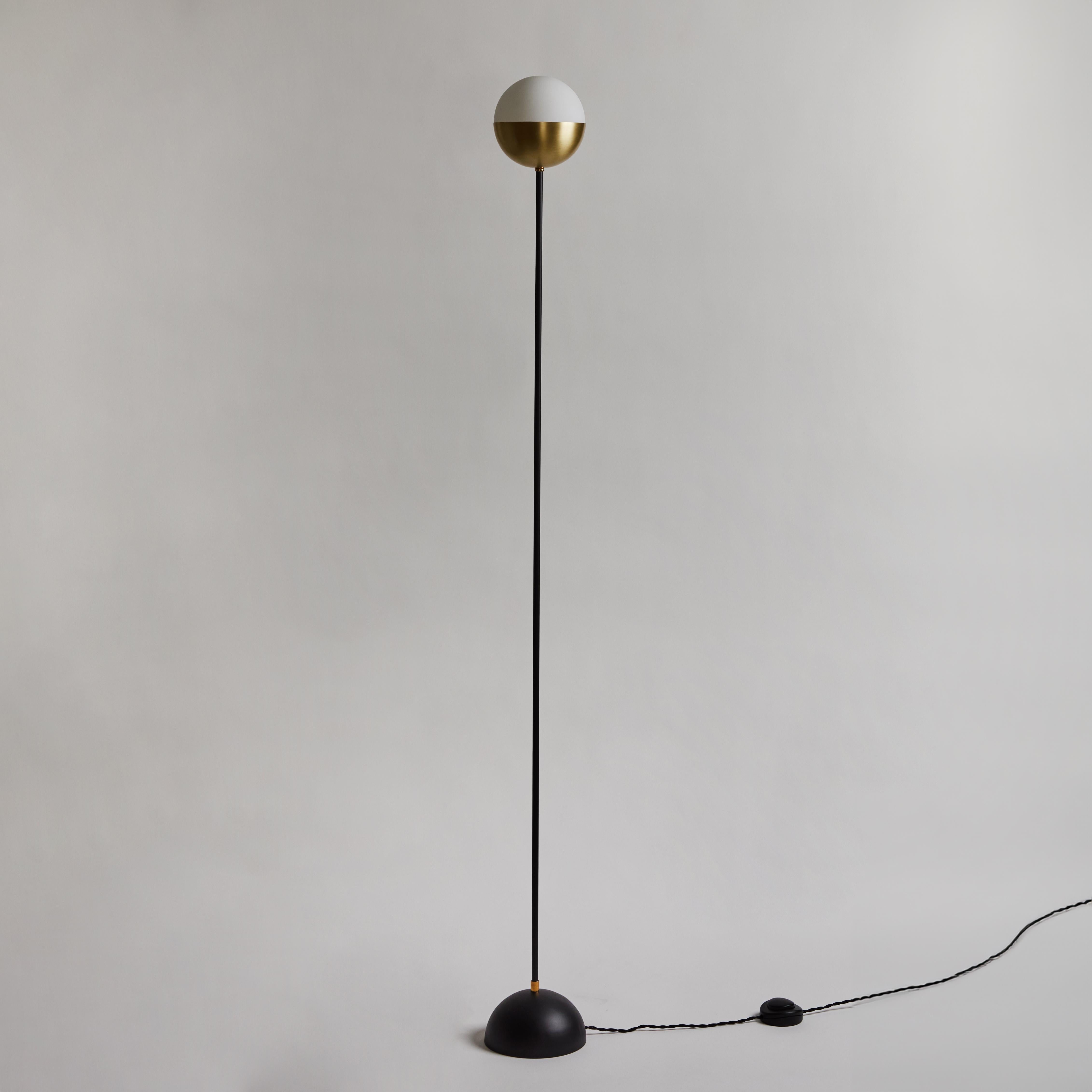 Contemporary Petite 'KOKO' Floor Lamp in Opaline Glass & Brass by Alvaro Benitez For Sale