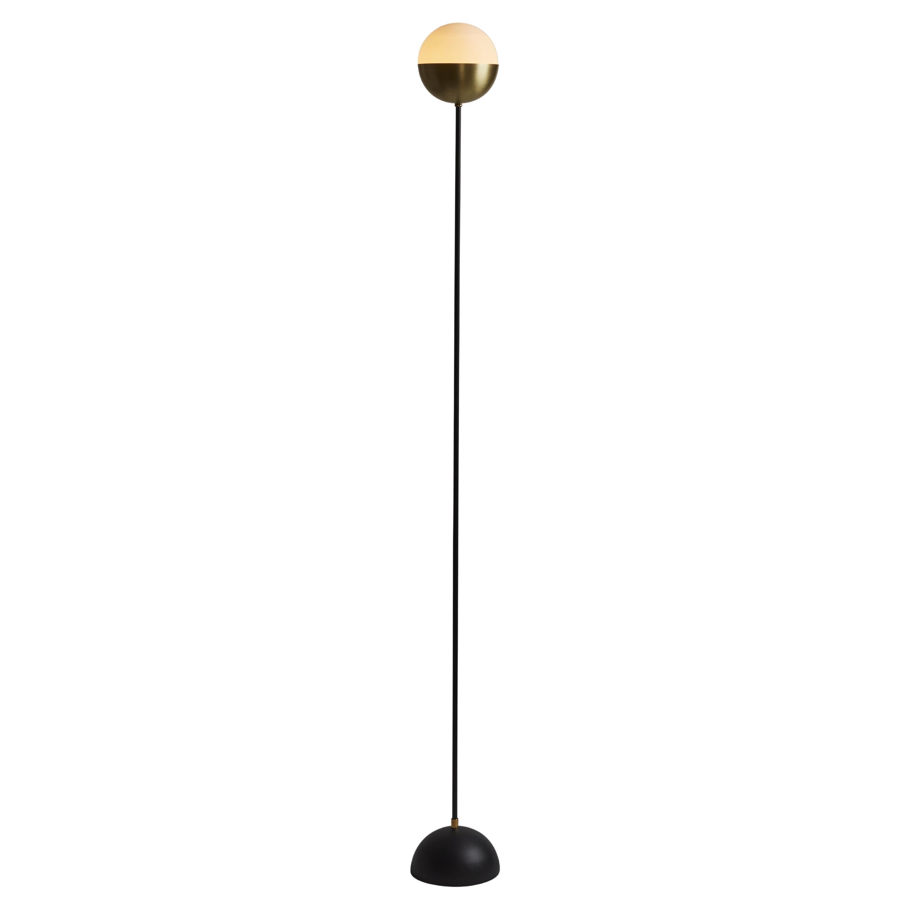 Petite 'KOKO' Floor Lamp in Opaline Glass & Brass by Alvaro Benitez