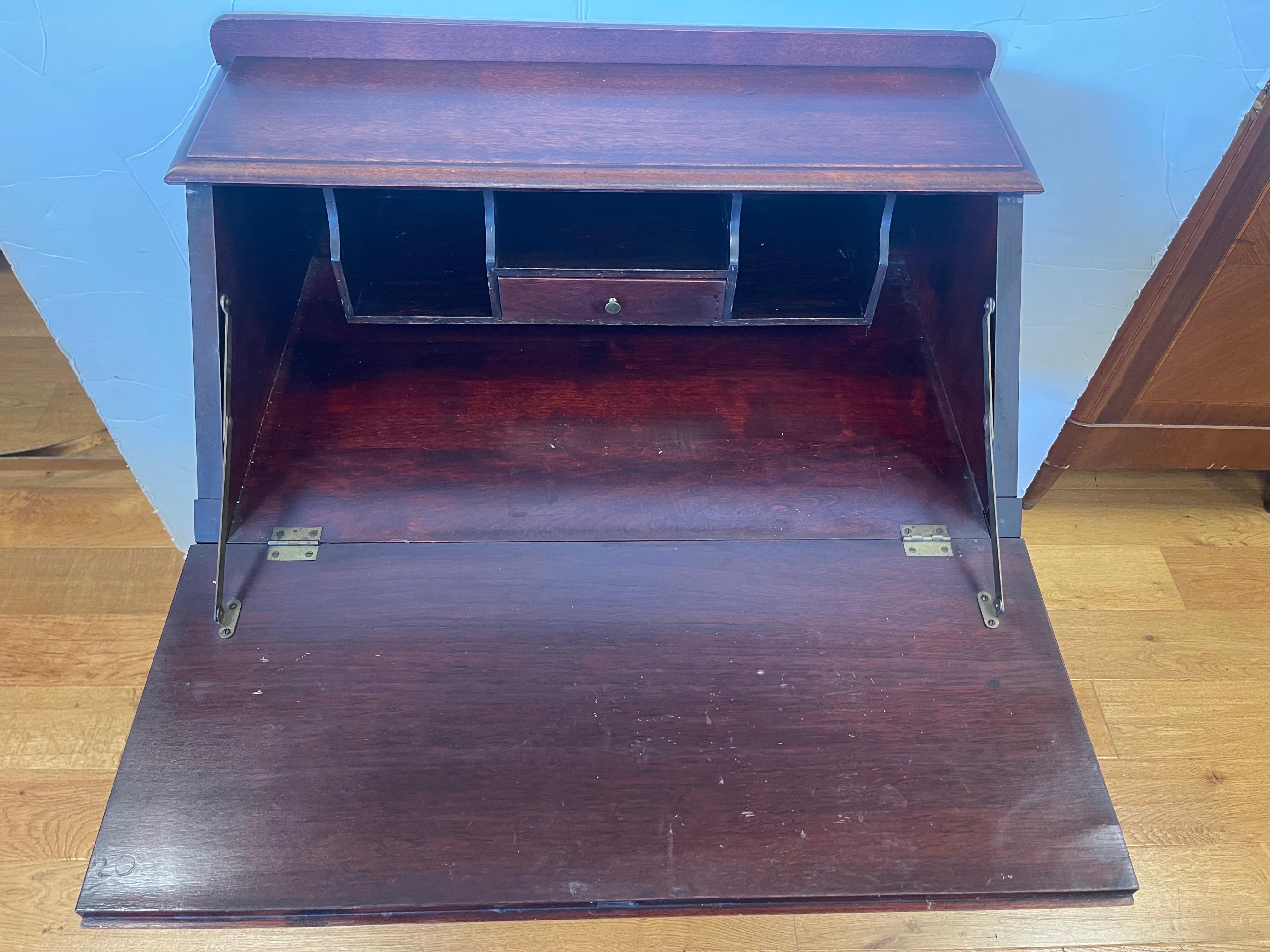 Petite Late 19th Century Queen Anne Slant Front Mahogany Desk Secretary Table 2