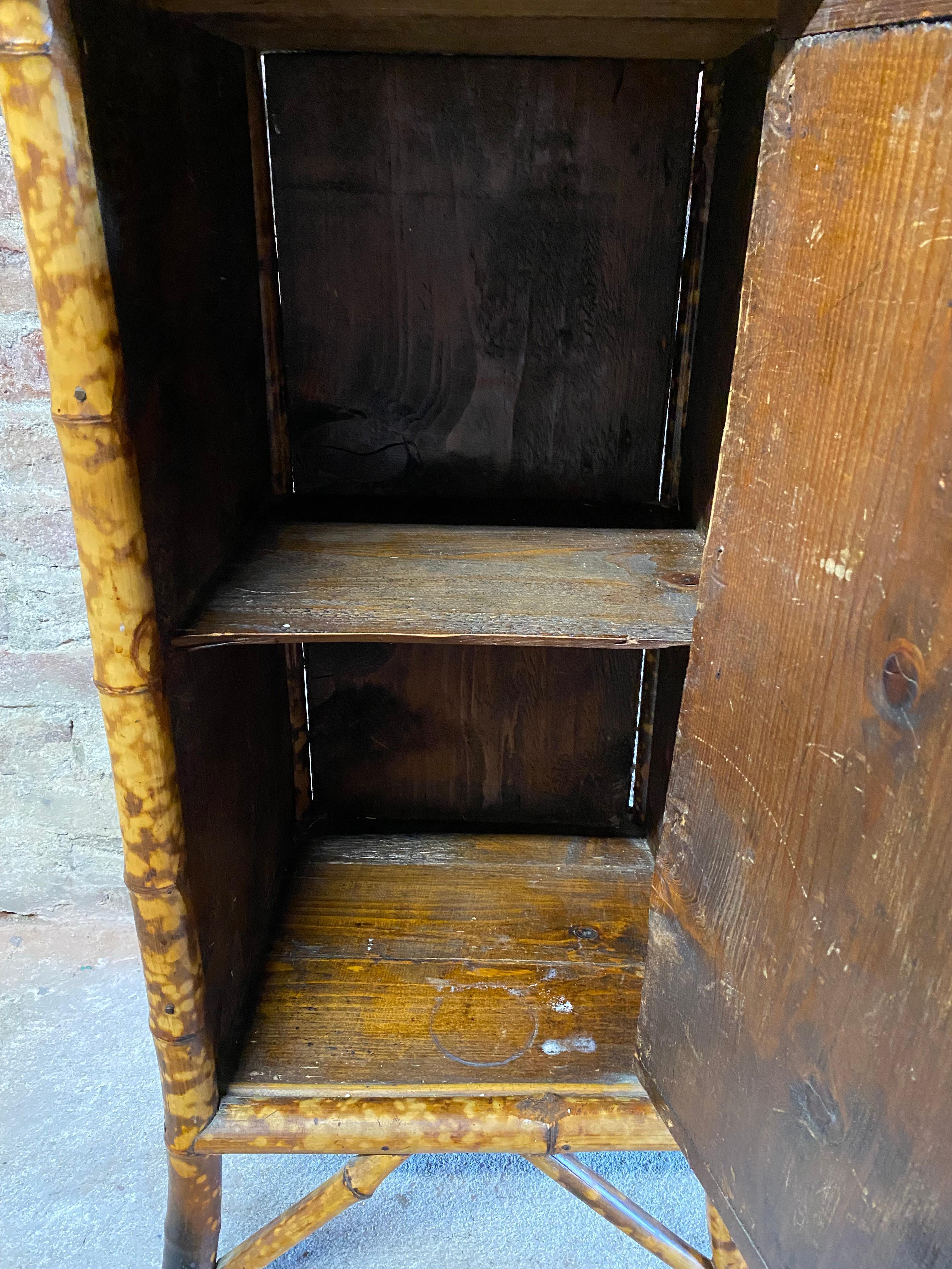 Petite Late Victorian Bamboo and Grasscloth Cabinet 10