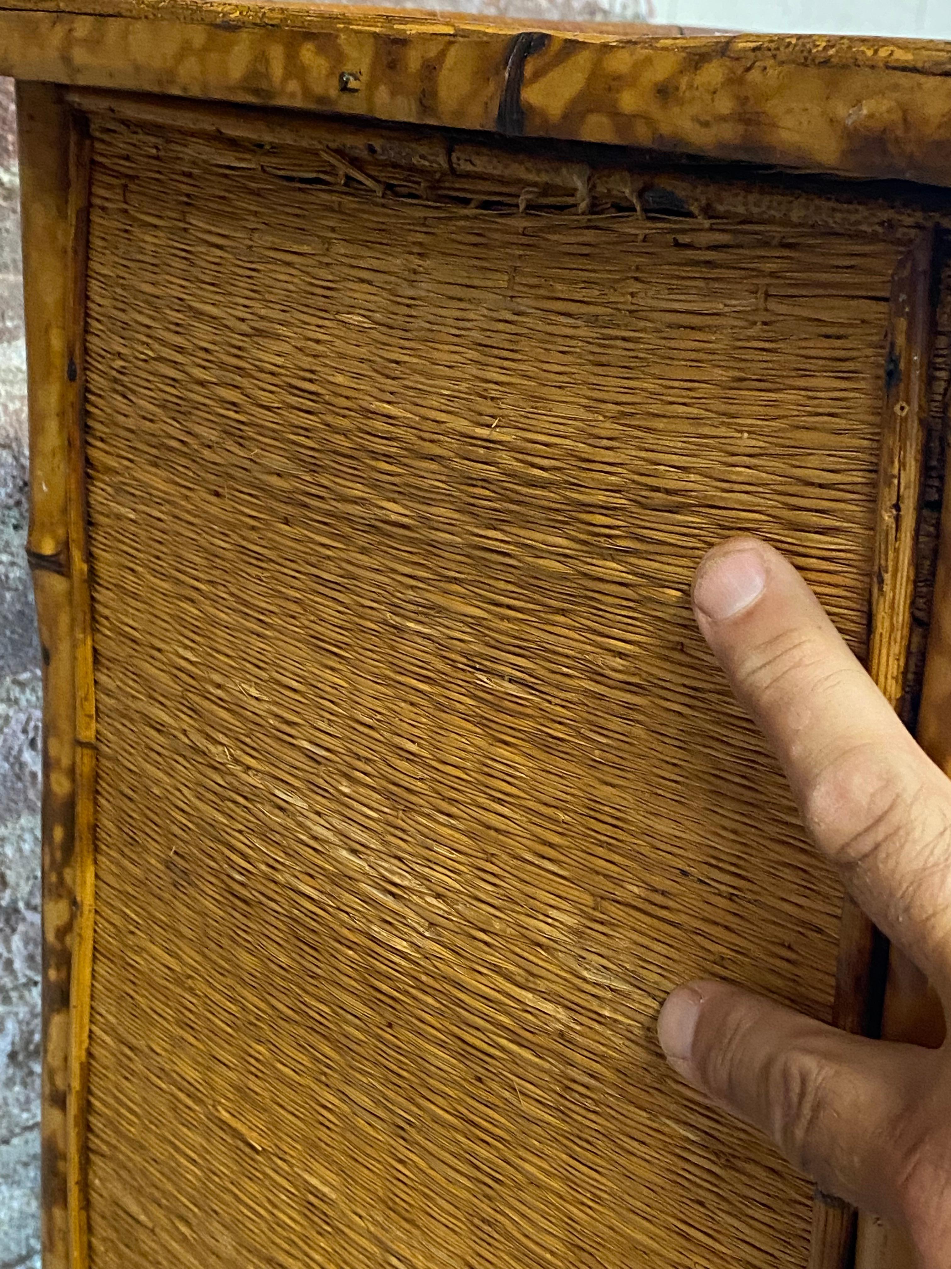 Petite Late Victorian Bamboo and Grasscloth Cabinet 12