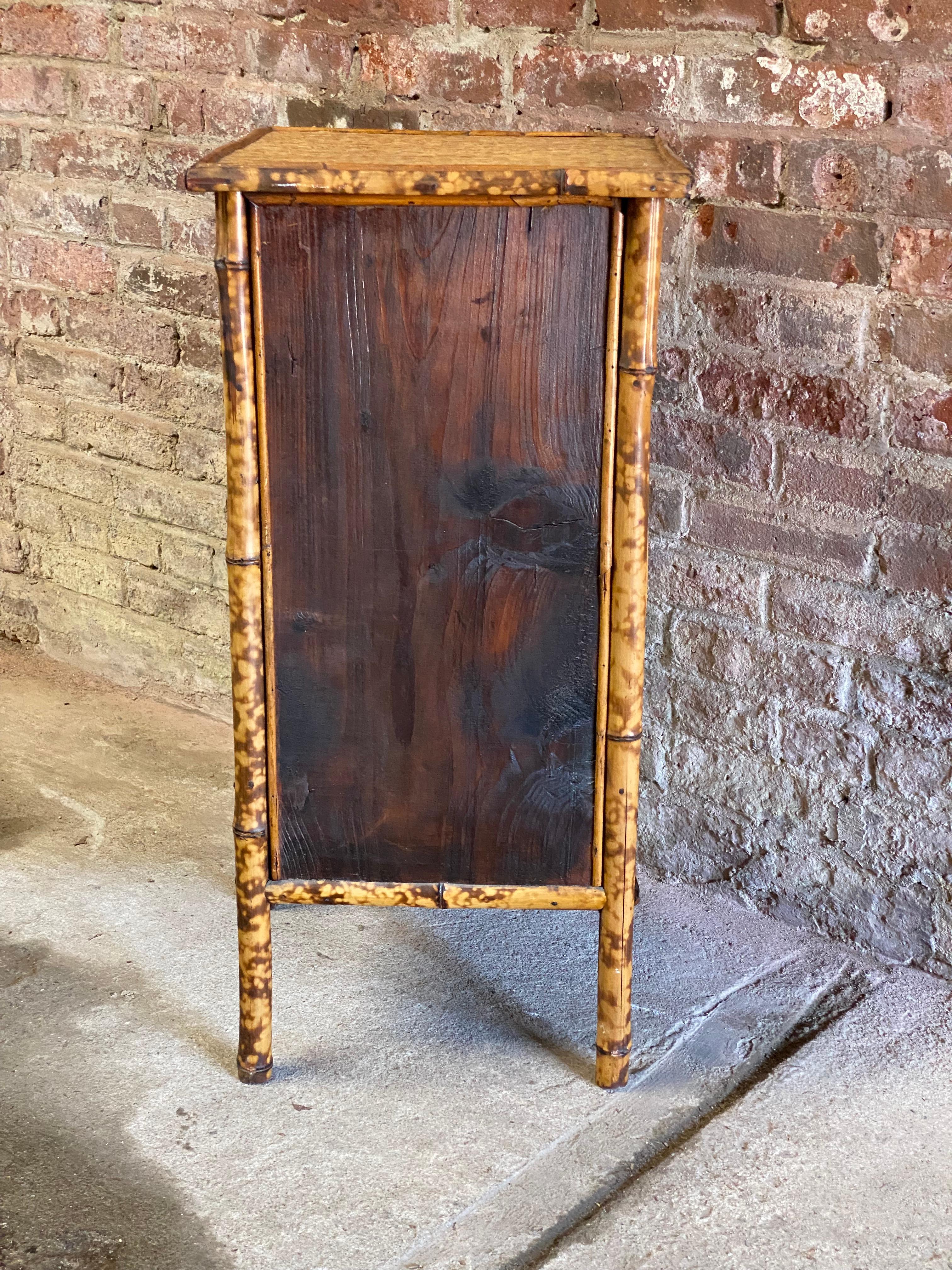 Petite Late Victorian Bamboo and Grasscloth Cabinet 3