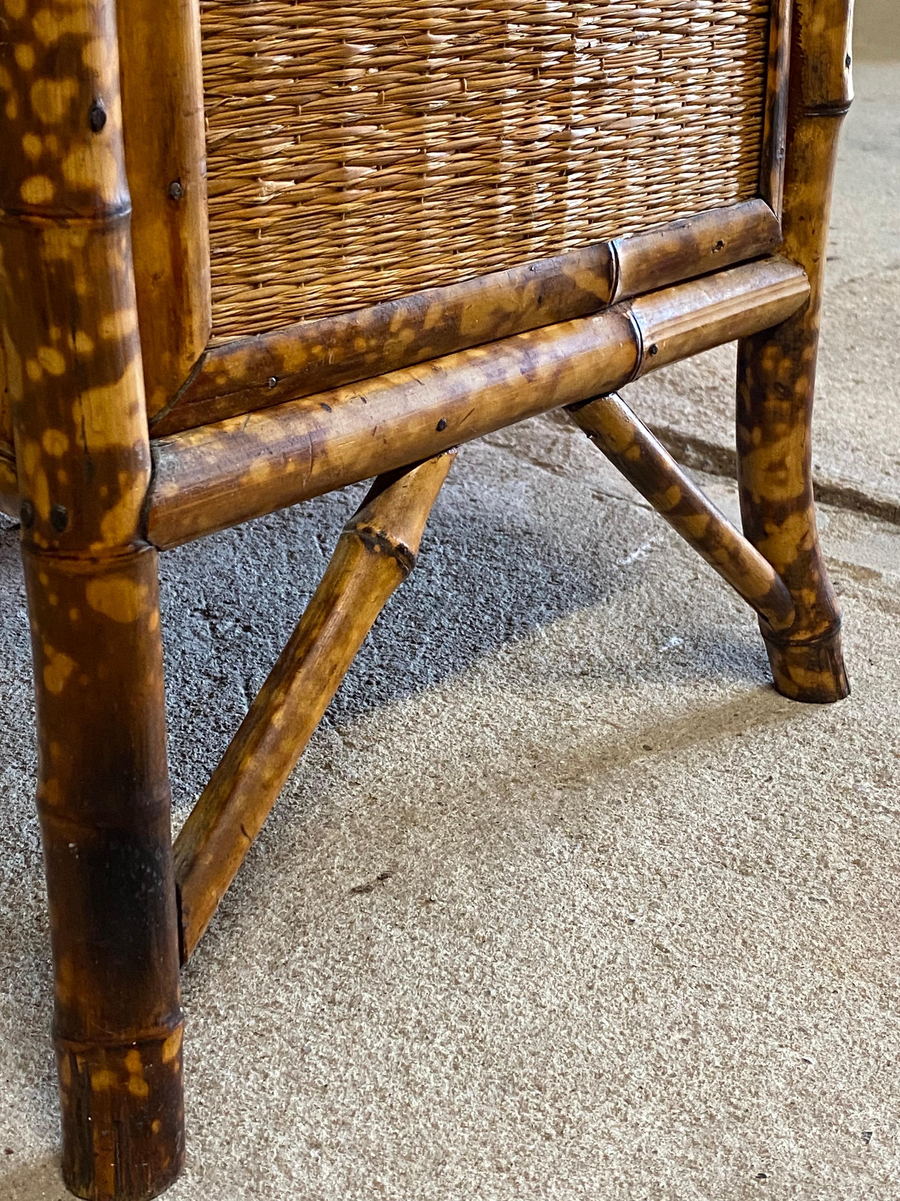 Petite Late Victorian Bamboo and Grasscloth Cabinet 5