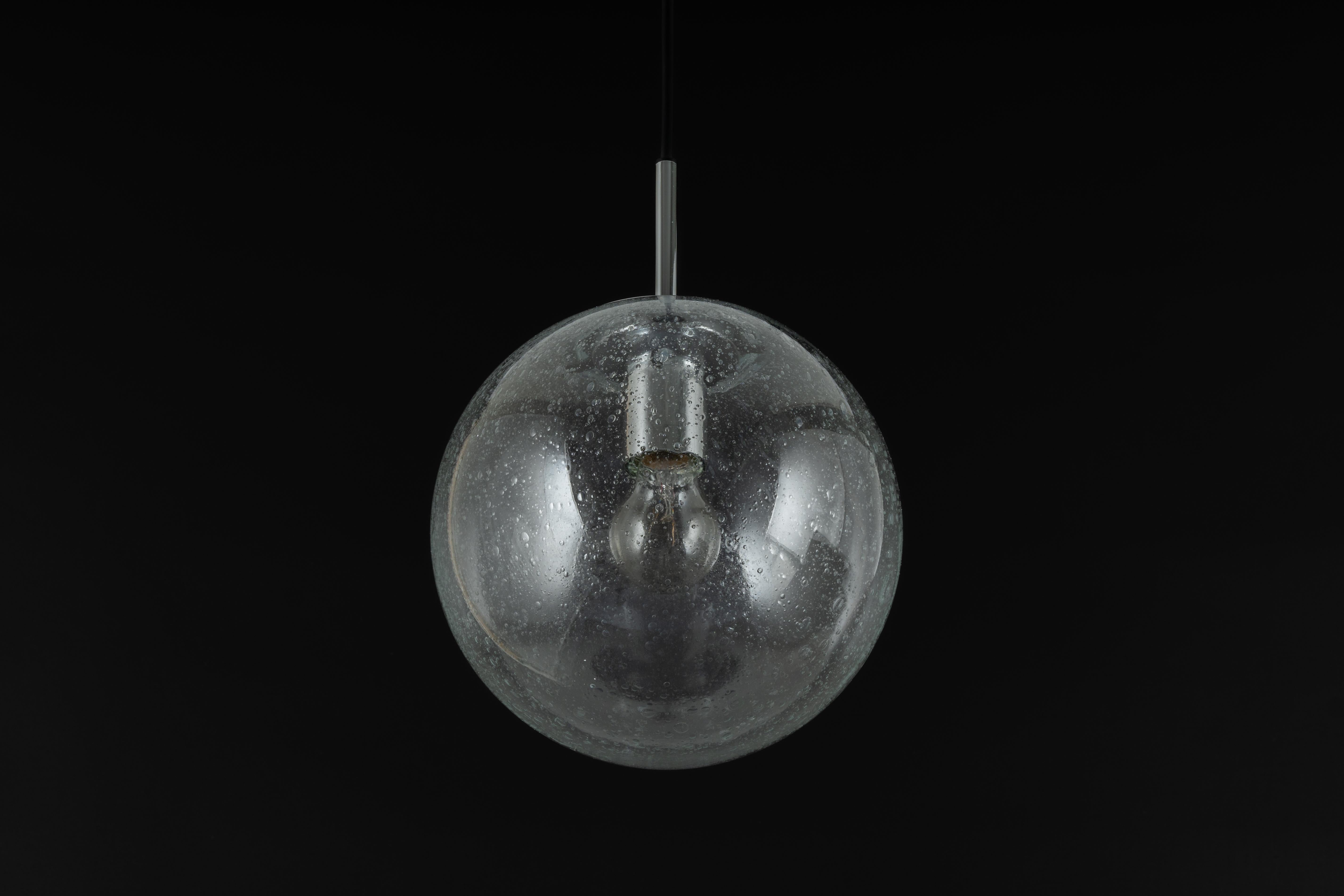 Petite Limburg Chrome with Clear Glass Ball Pendant, Germany, 1970s For Sale 4