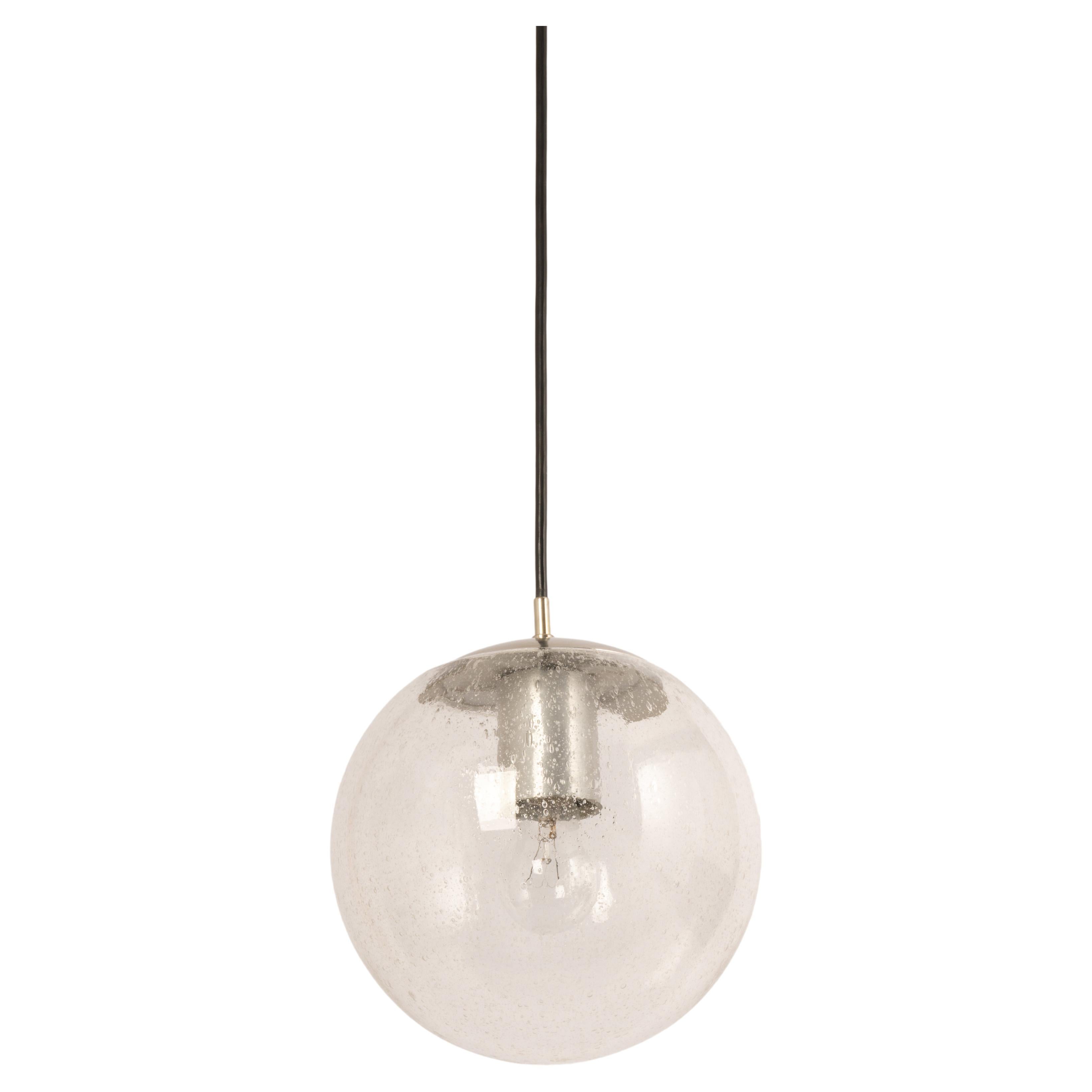 Petite Limburg Chrome with Clear Glass Ball Pendant, Germany, 1970s For Sale