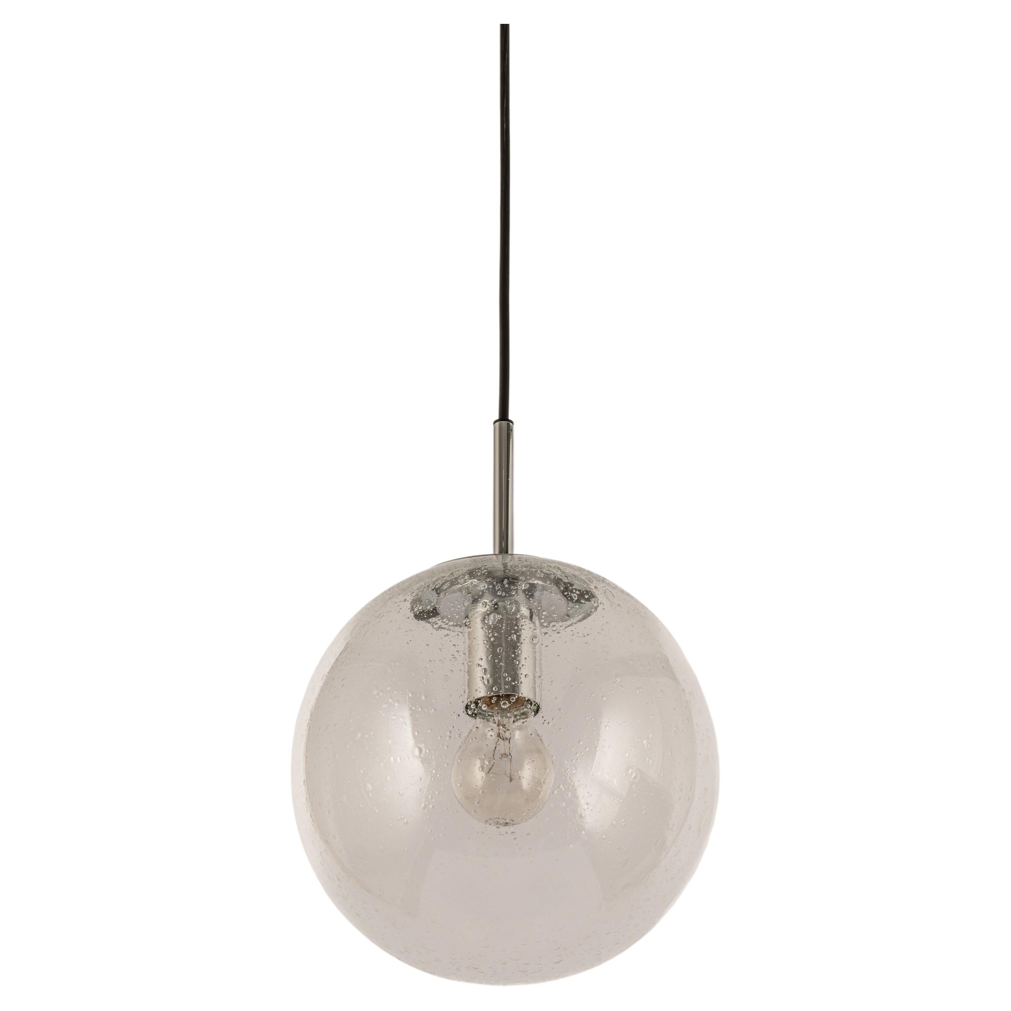 Petite Limburg Chrome with Clear Glass Ball Pendant, Germany, 1970s For Sale