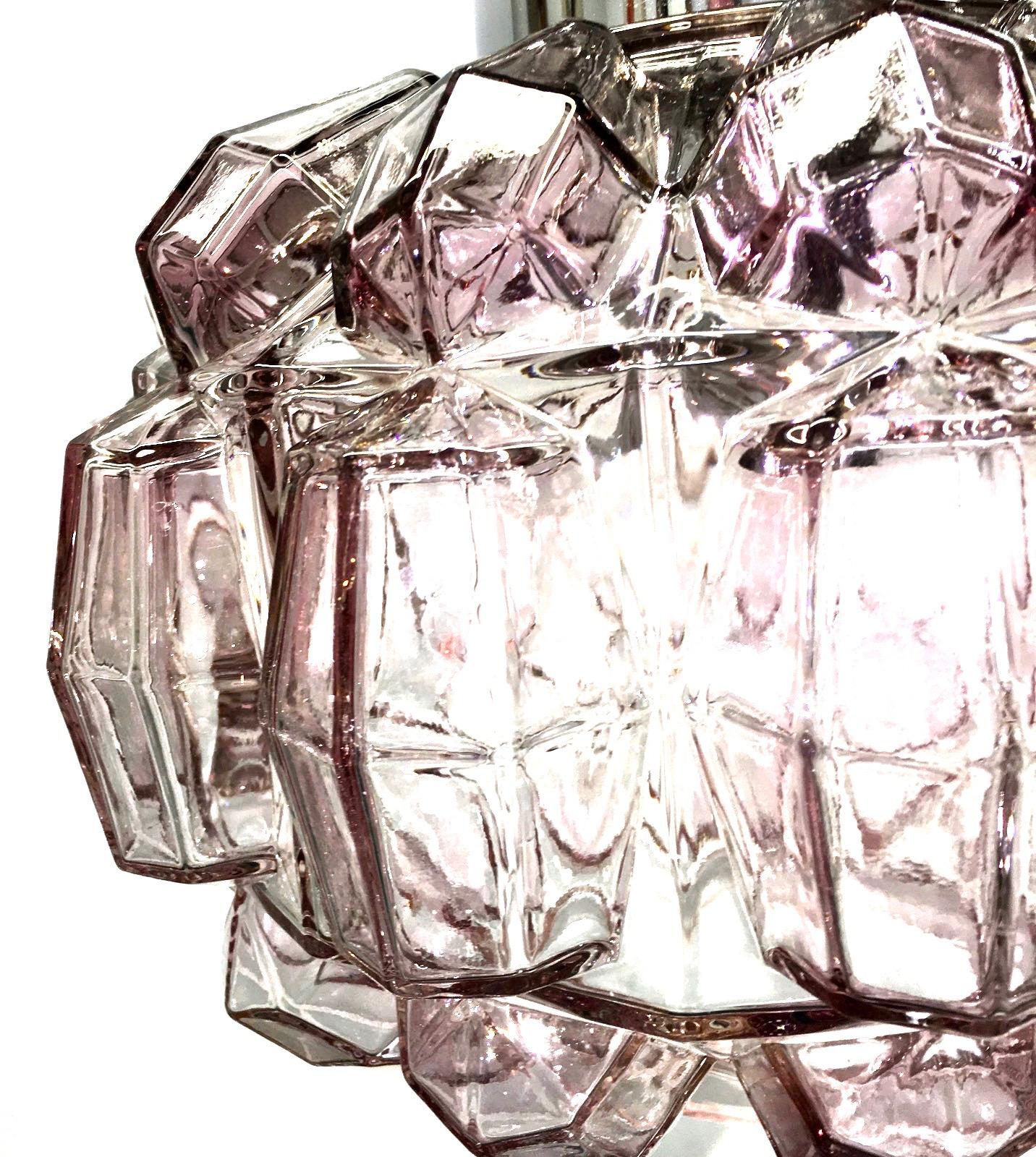 Late 20th Century Petite Limburg Diamond Cut Shape Glass Ceiling Light Fixture, 1970s, German