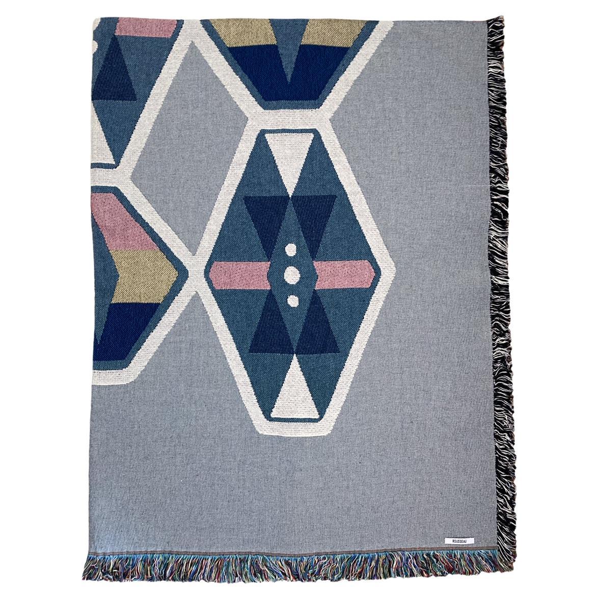 Petite Loom Woven Throw Blanket, Fog Gray Geo, 40 x 54 For Sale