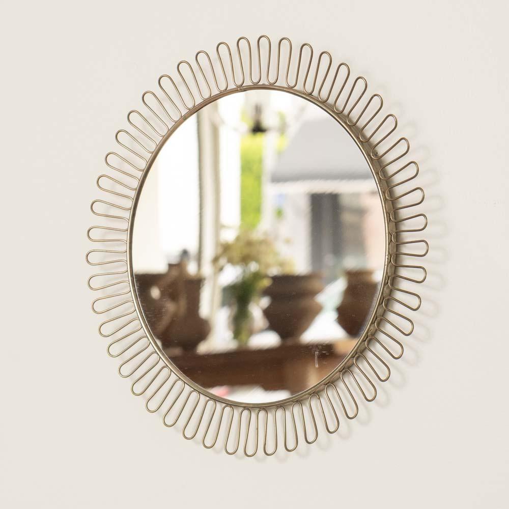 Petite Loop Mirror in the Style of Josef Frank In Good Condition For Sale In Los Angeles, CA