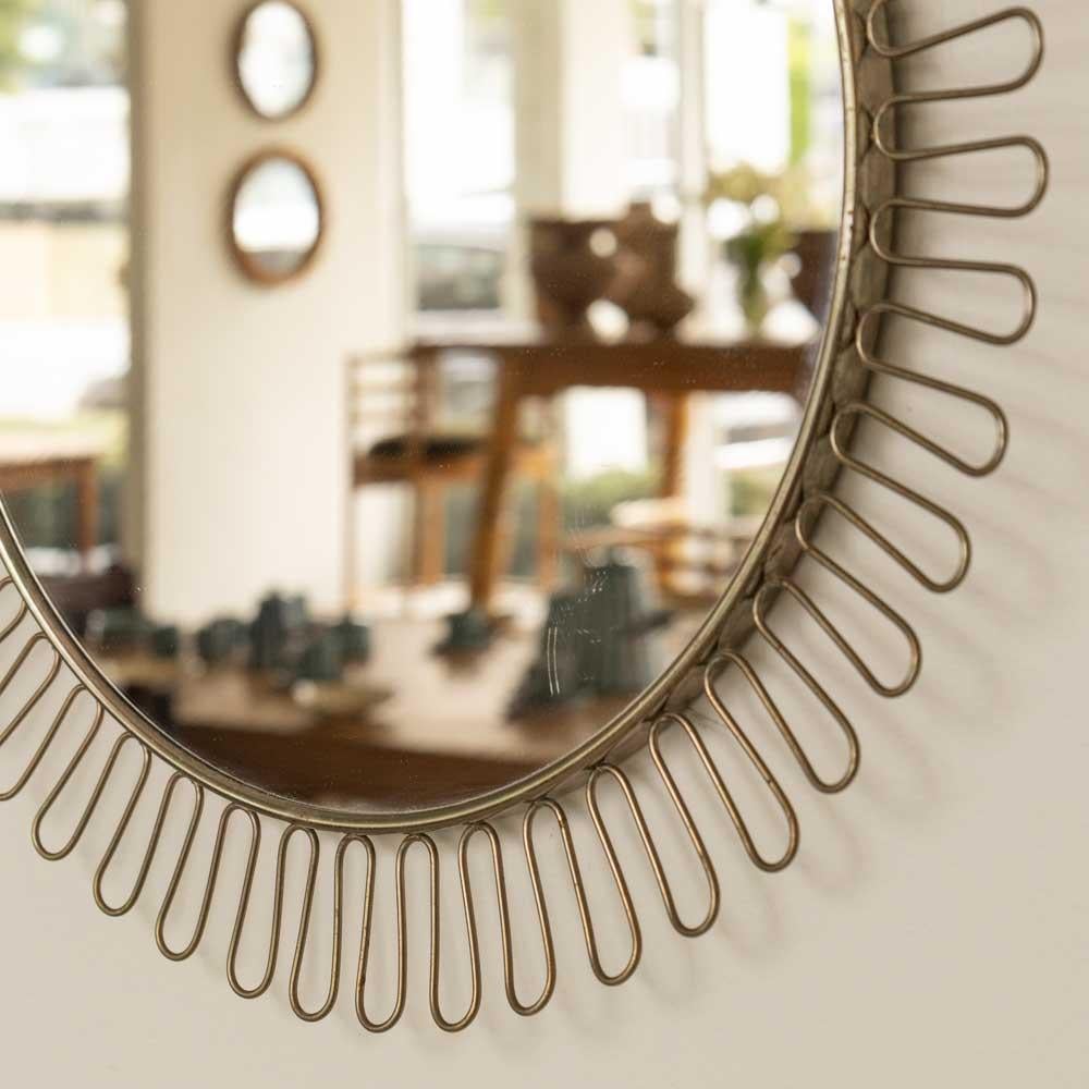 Mid-20th Century Petite Loop Mirror in the Style of Josef Frank For Sale