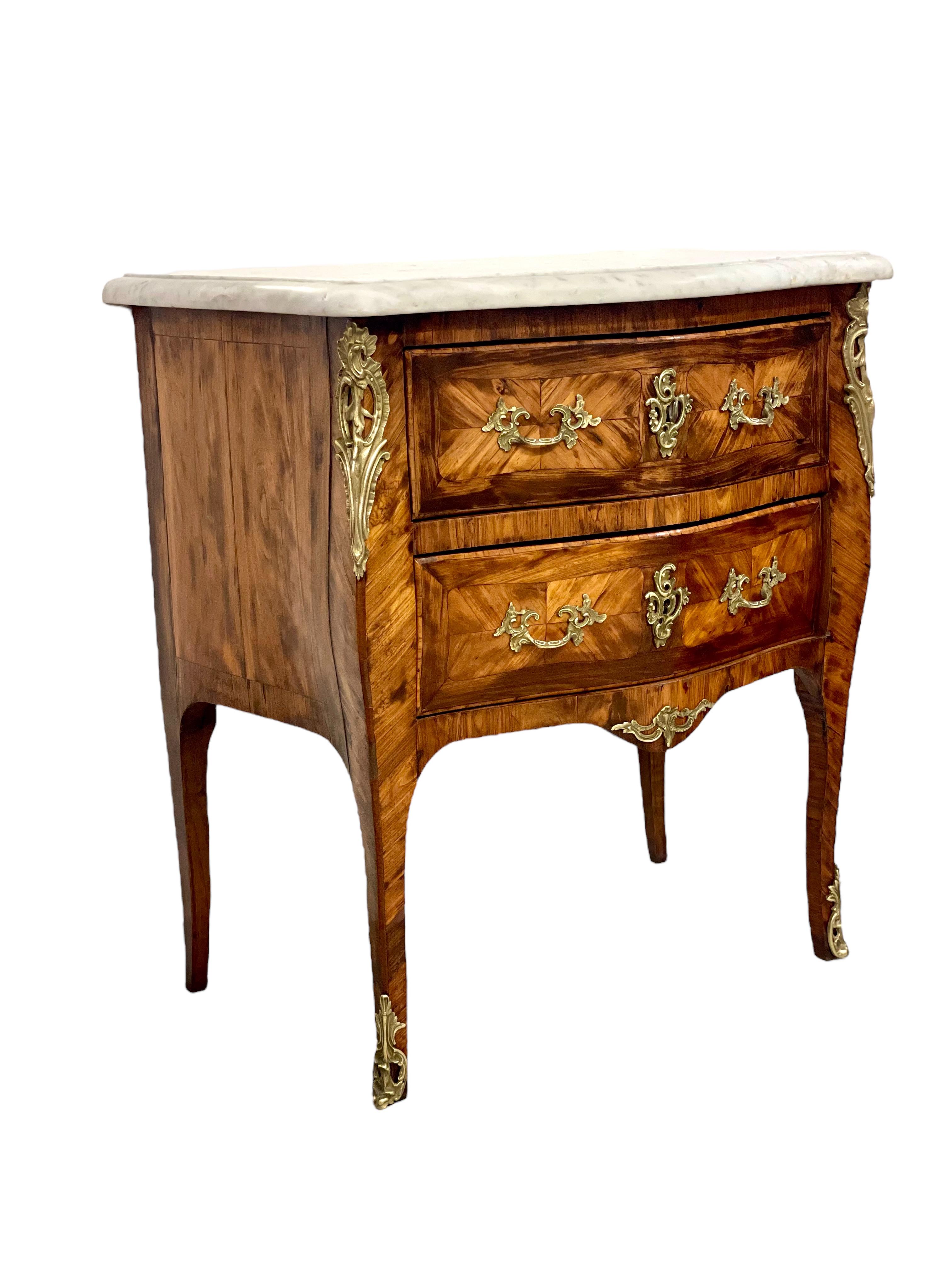 Marquetry 19th Century Petite Louis XV Commode  For Sale