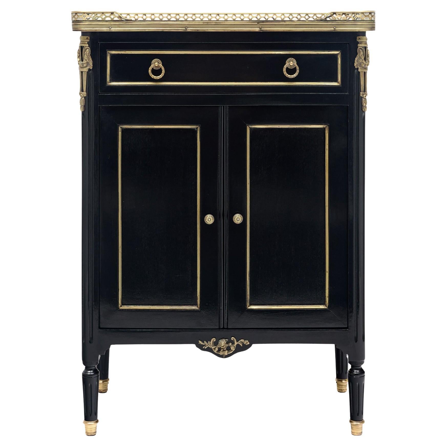 Petite Louis XVI Cabinet, Ebonized Mahogany, French, 1910s