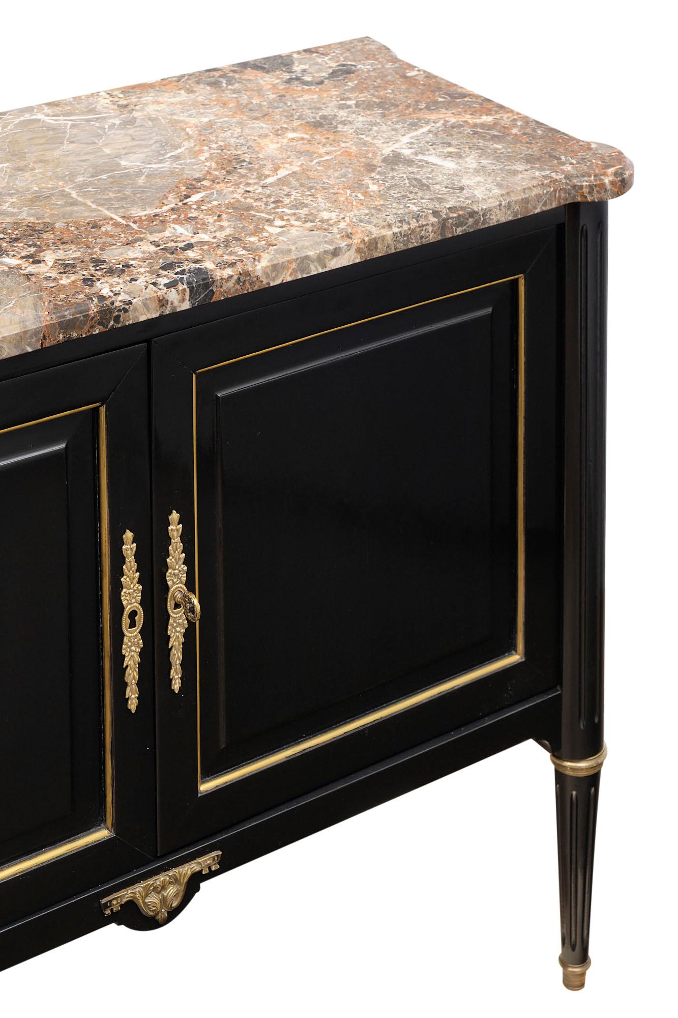 Brass Petite Louis XVI Style French Buffet