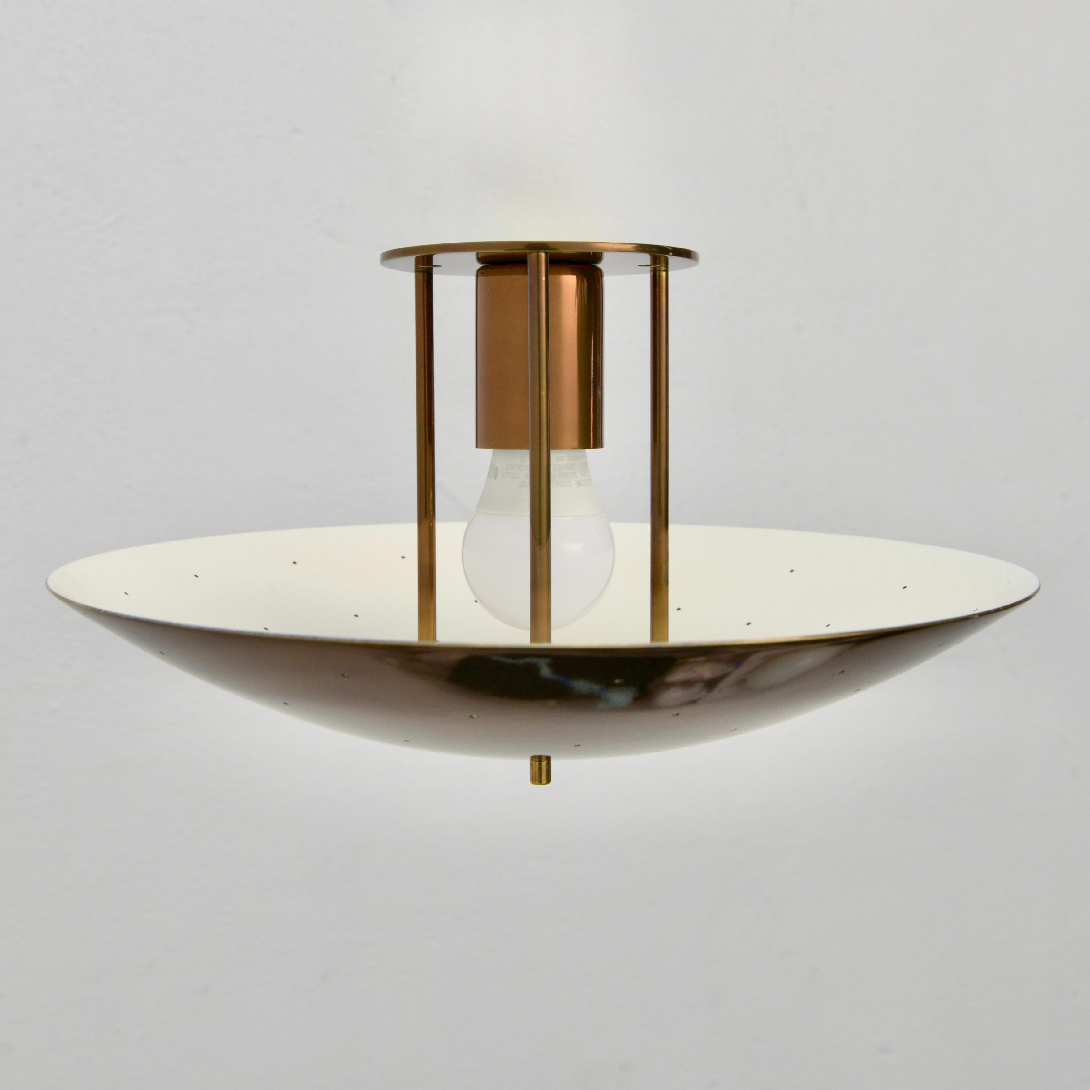 Patinated Petite LUsaucer Brass Fixture by Lumfardo Luminaires For Sale