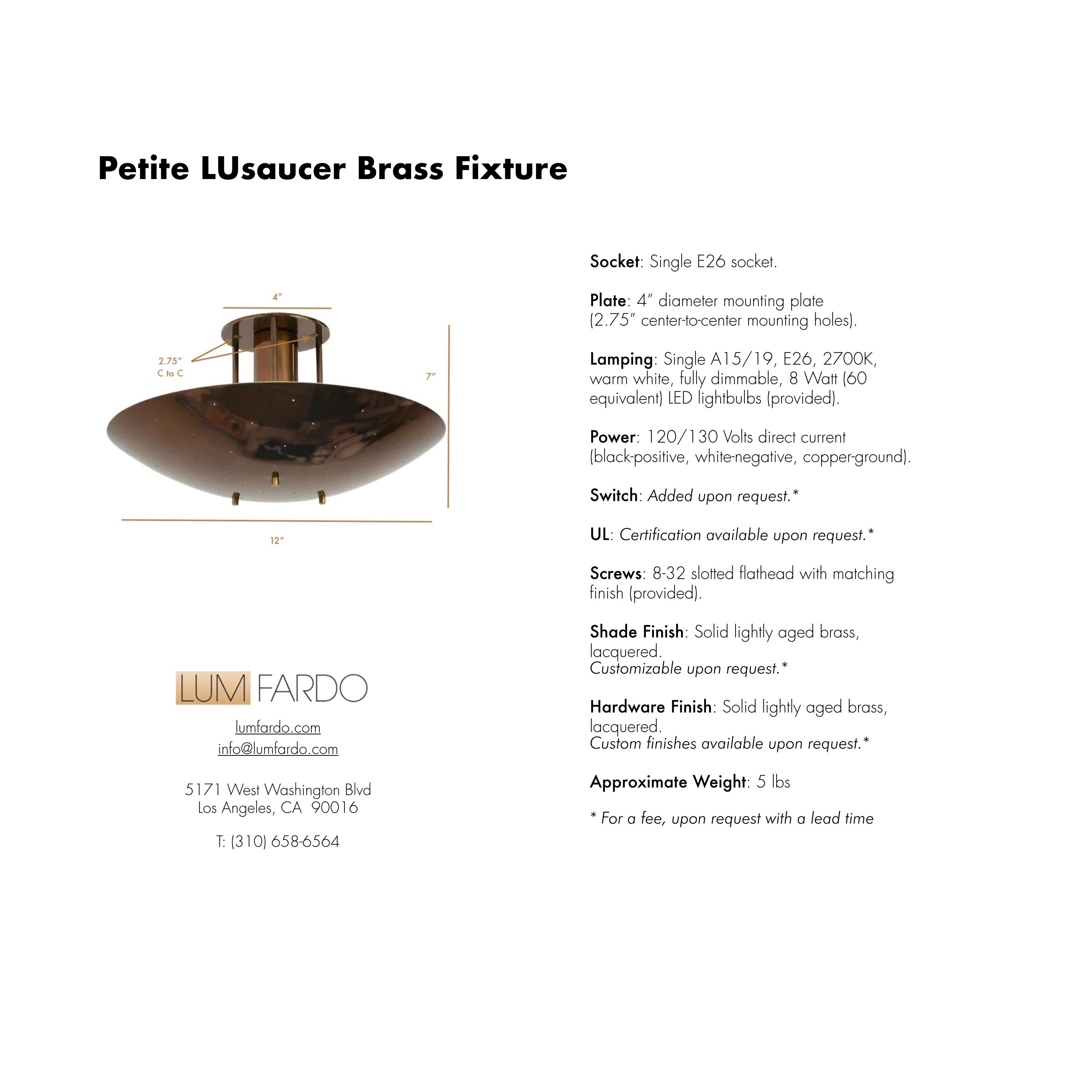 Petite LUsaucer Brass Fixture by Lumfardo Luminaires For Sale 1