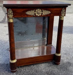 Petite Mahogany French Empire Stone Top Console with Great Bronze Mounts