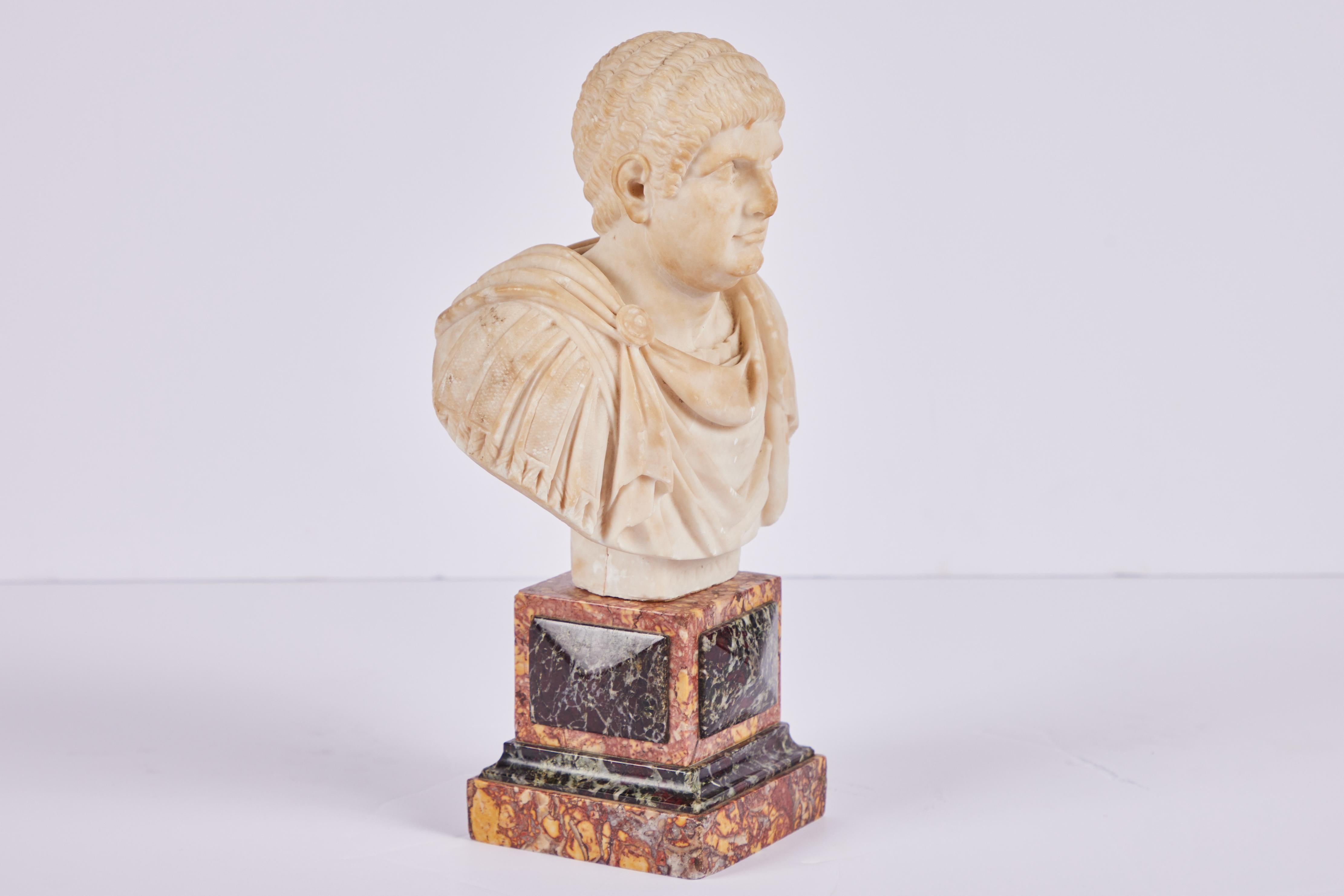 Italian Petite Marble Bust of Roman Leader