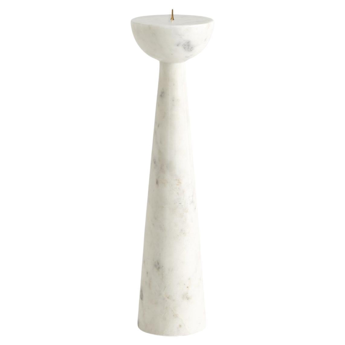 Hand-carved round marble candlestick sourced by Martyn Lawrence Bullard
Modern, yet transitional
