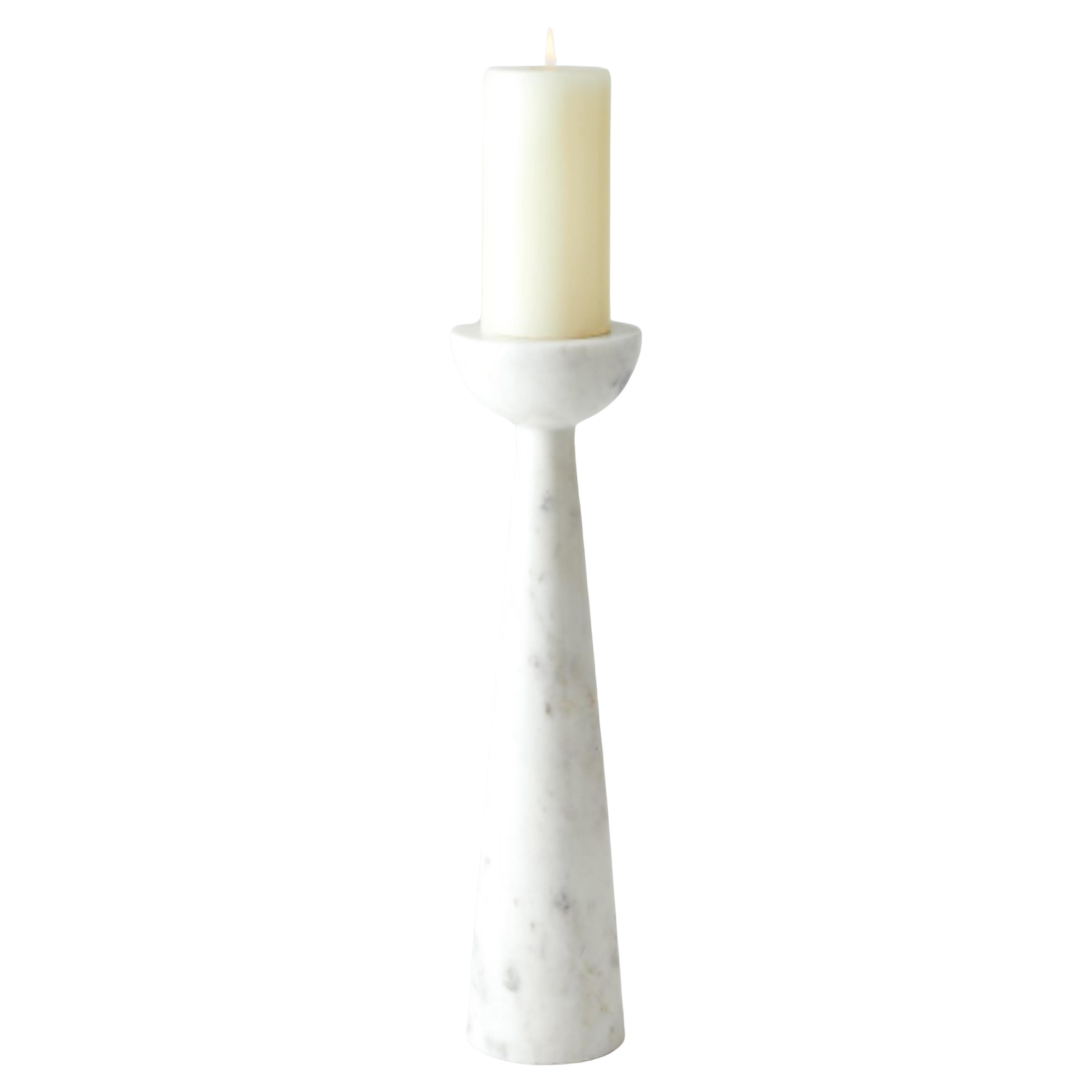 Modern Petite Marble Round Candle Stick For Sale