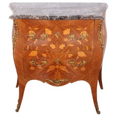 Petite Marble top Marquetry Commode, C.1920's